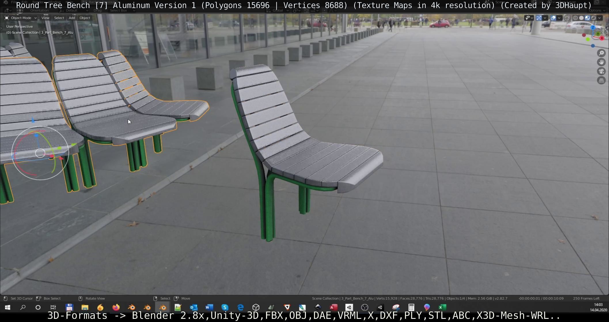  Round Tree Bench - 7 - Aluminum Version 1 Low-poly 3D model_33