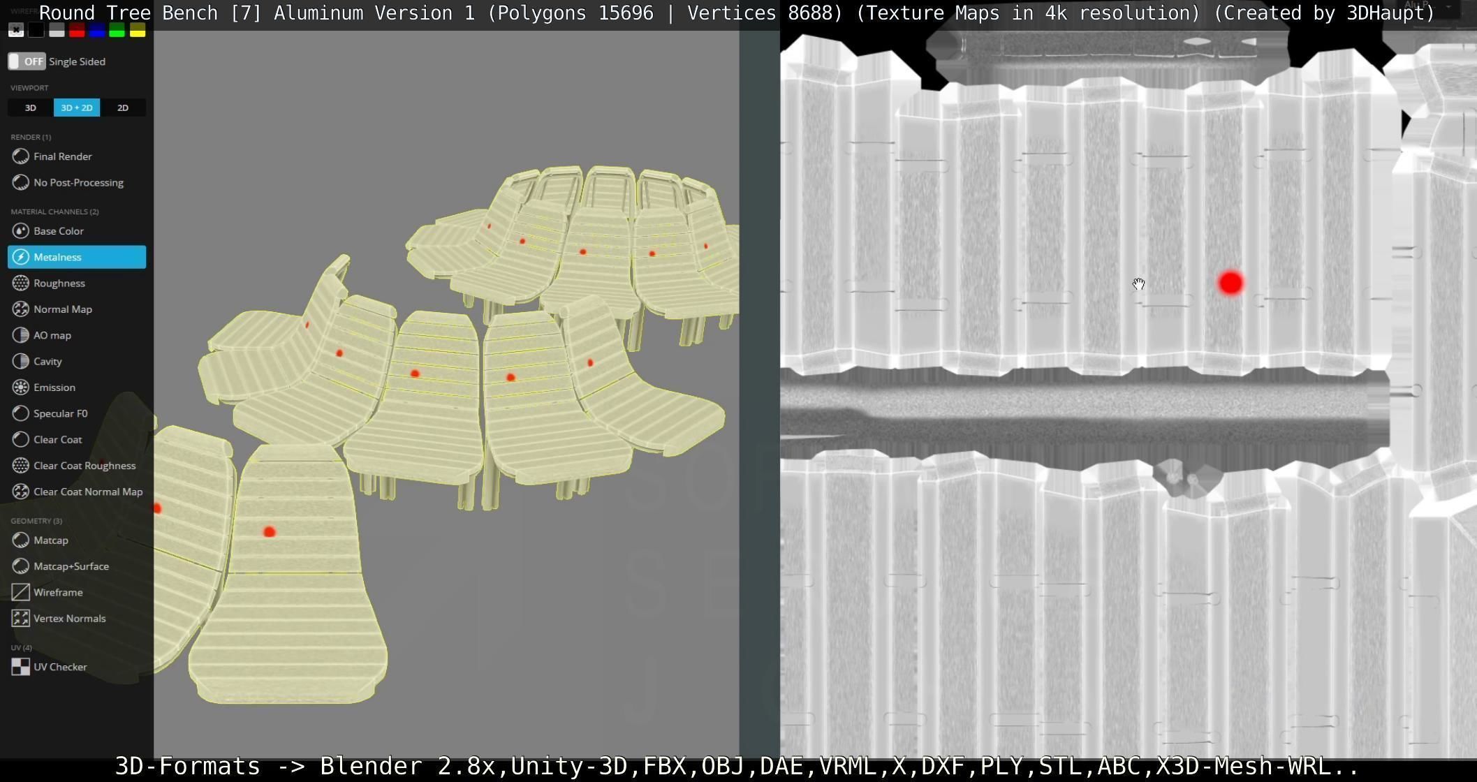  Round Tree Bench - 7 - Aluminum Version 1 Low-poly 3D model_89
