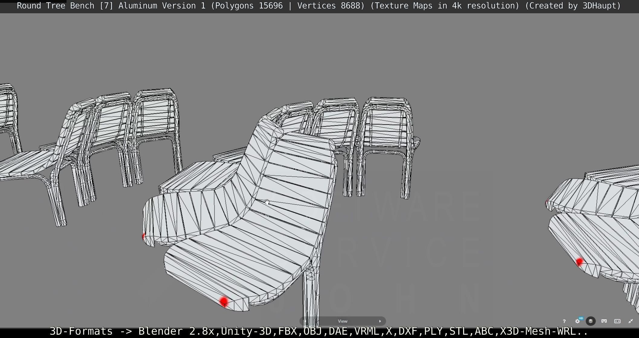  Round Tree Bench - 7 - Aluminum Version 1 Low-poly 3D model_105
