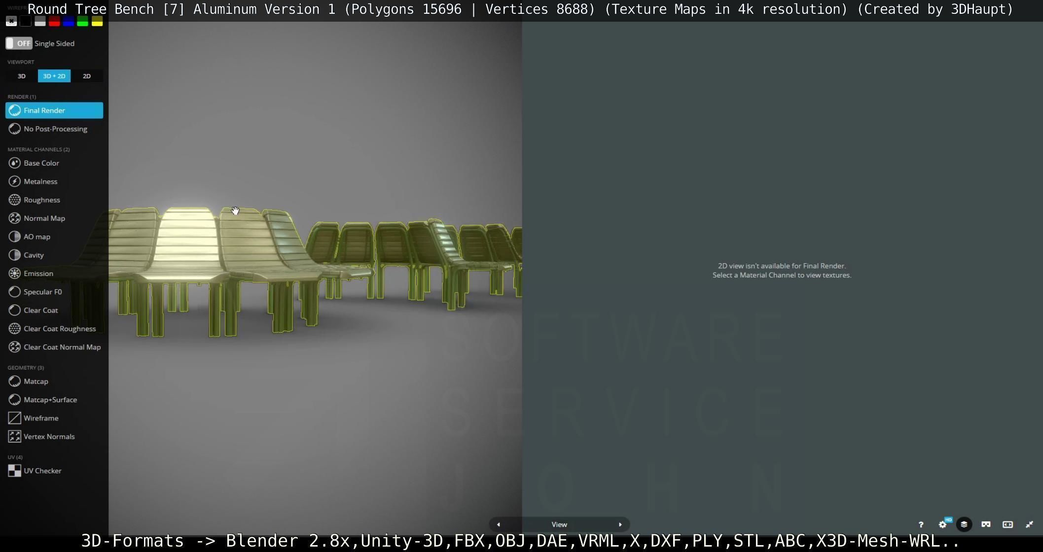  Round Tree Bench - 7 - Aluminum Version 1 Low-poly 3D model_82