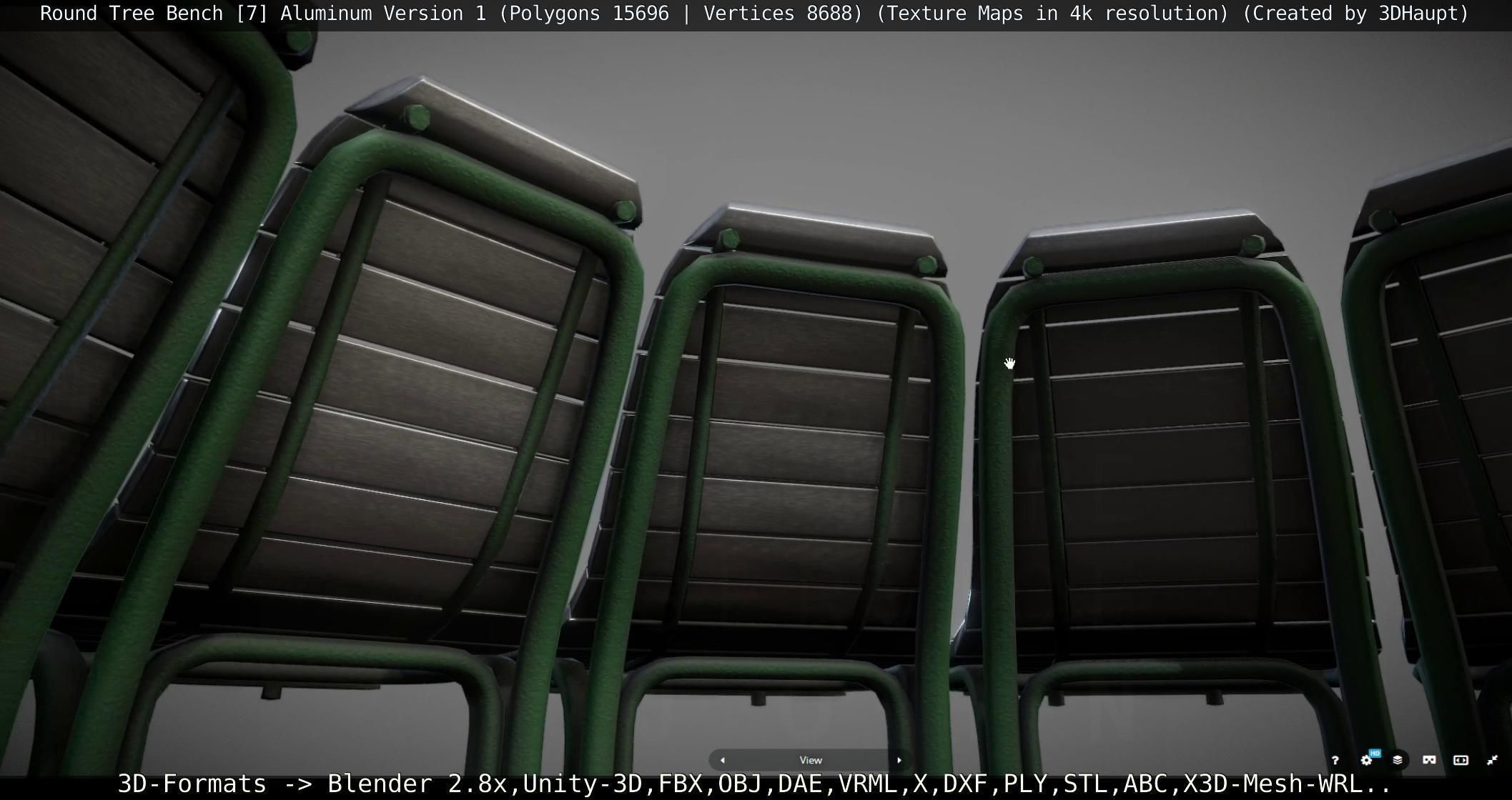  Round Tree Bench - 7 - Aluminum Version 1 Low-poly 3D model_67