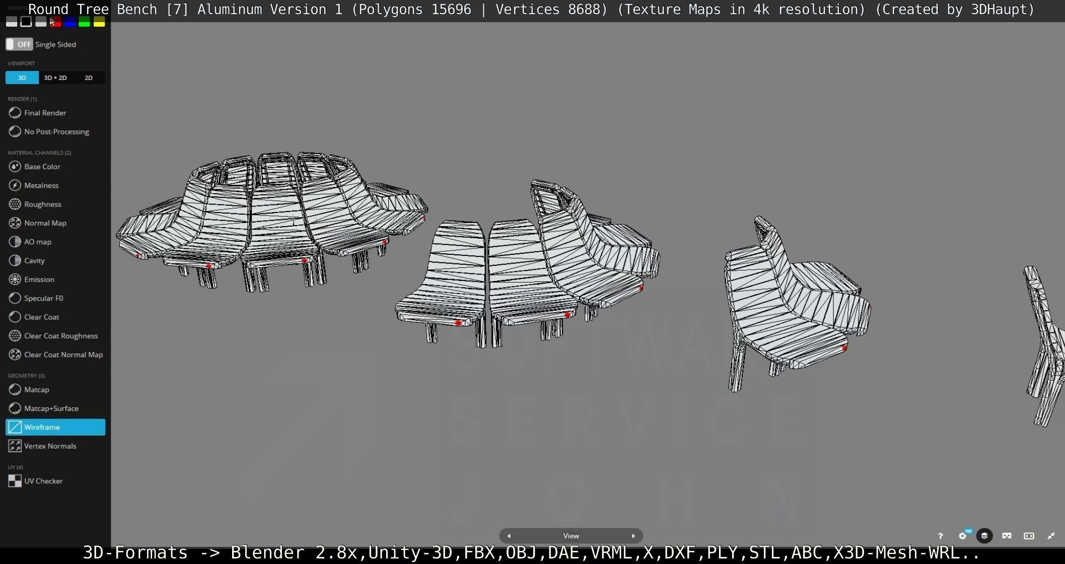  Round Tree Bench - 7 - Aluminum Version 1 Low-poly 3D model_102