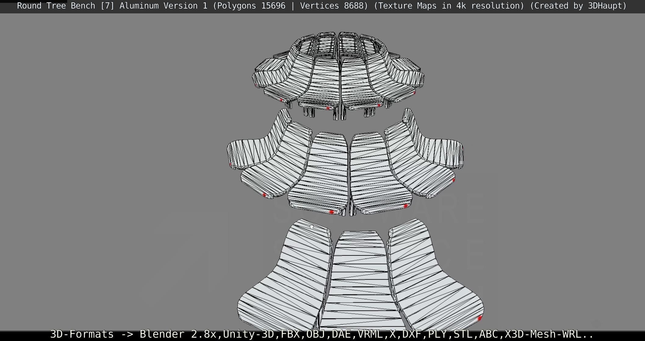  Round Tree Bench - 7 - Aluminum Version 1 Low-poly 3D model_109