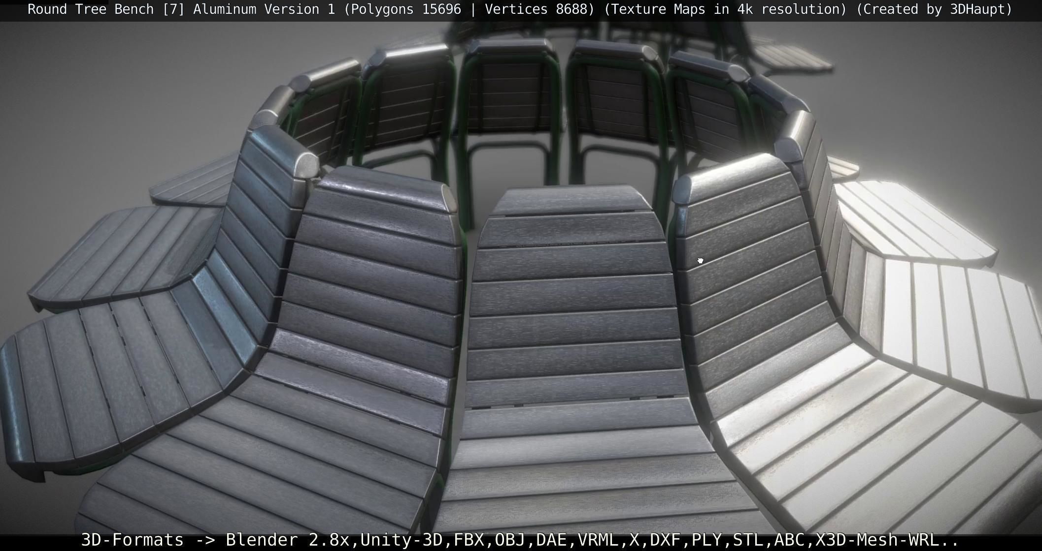  Round Tree Bench - 7 - Aluminum Version 1 Low-poly 3D model_70