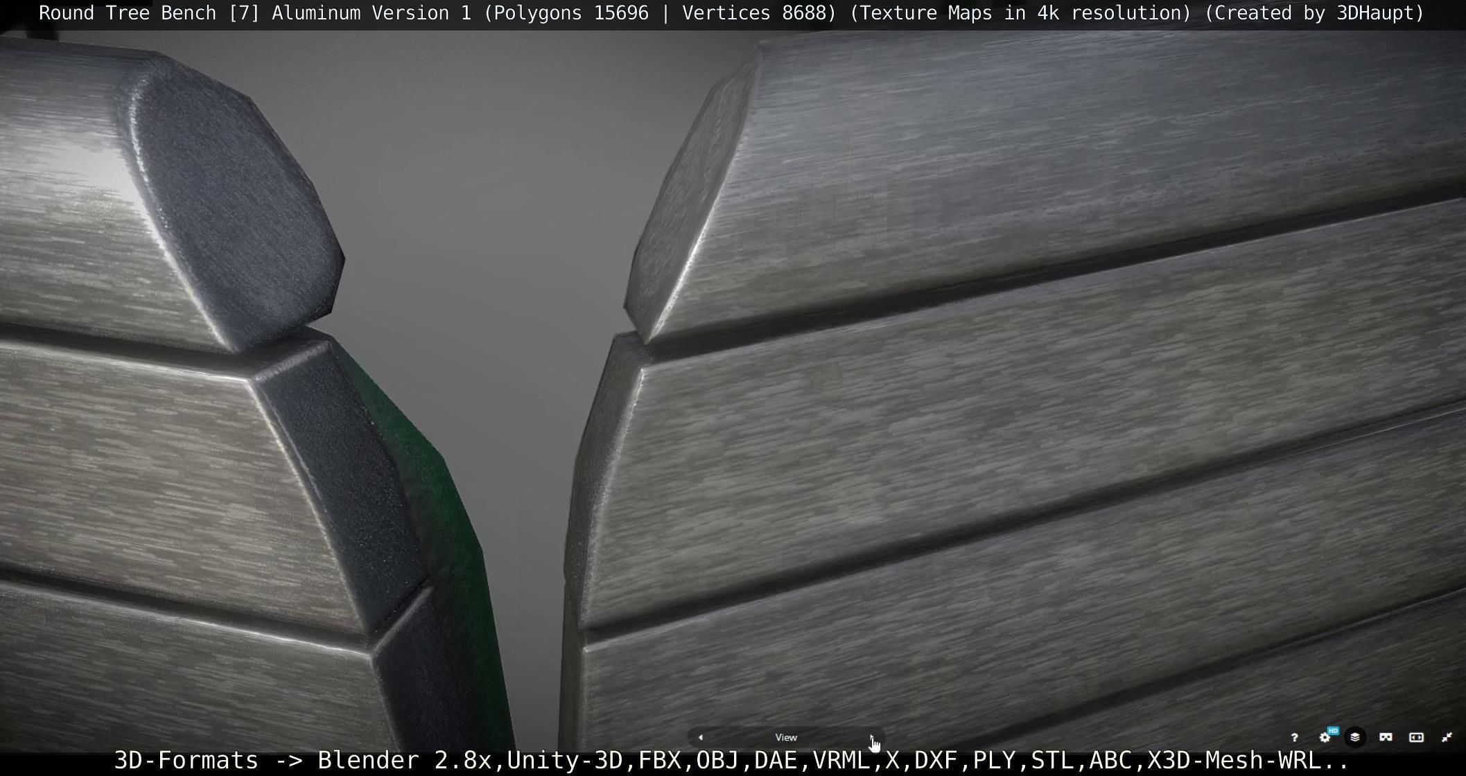  Round Tree Bench - 7 - Aluminum Version 1 Low-poly 3D model_16