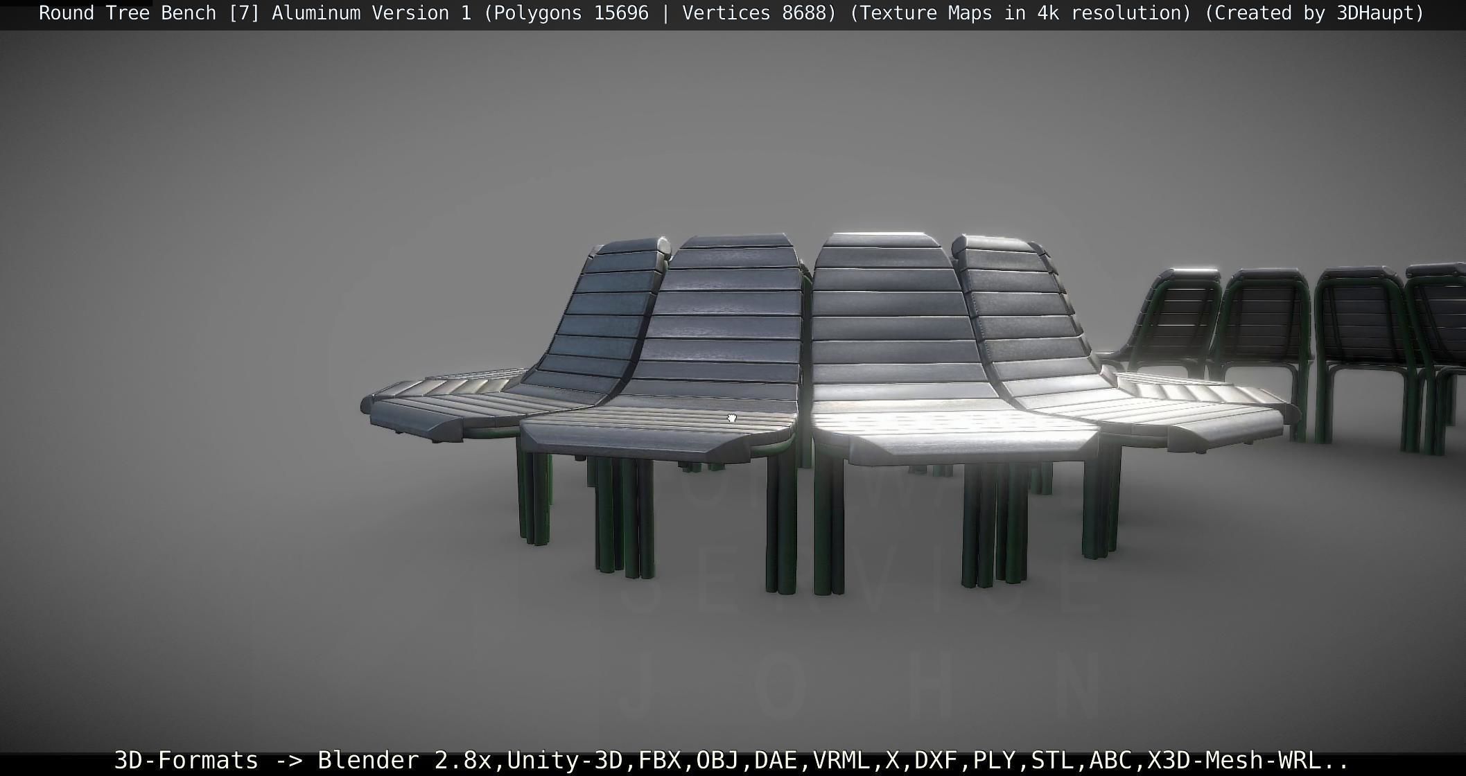  Round Tree Bench - 7 - Aluminum Version 1 Low-poly 3D model_73