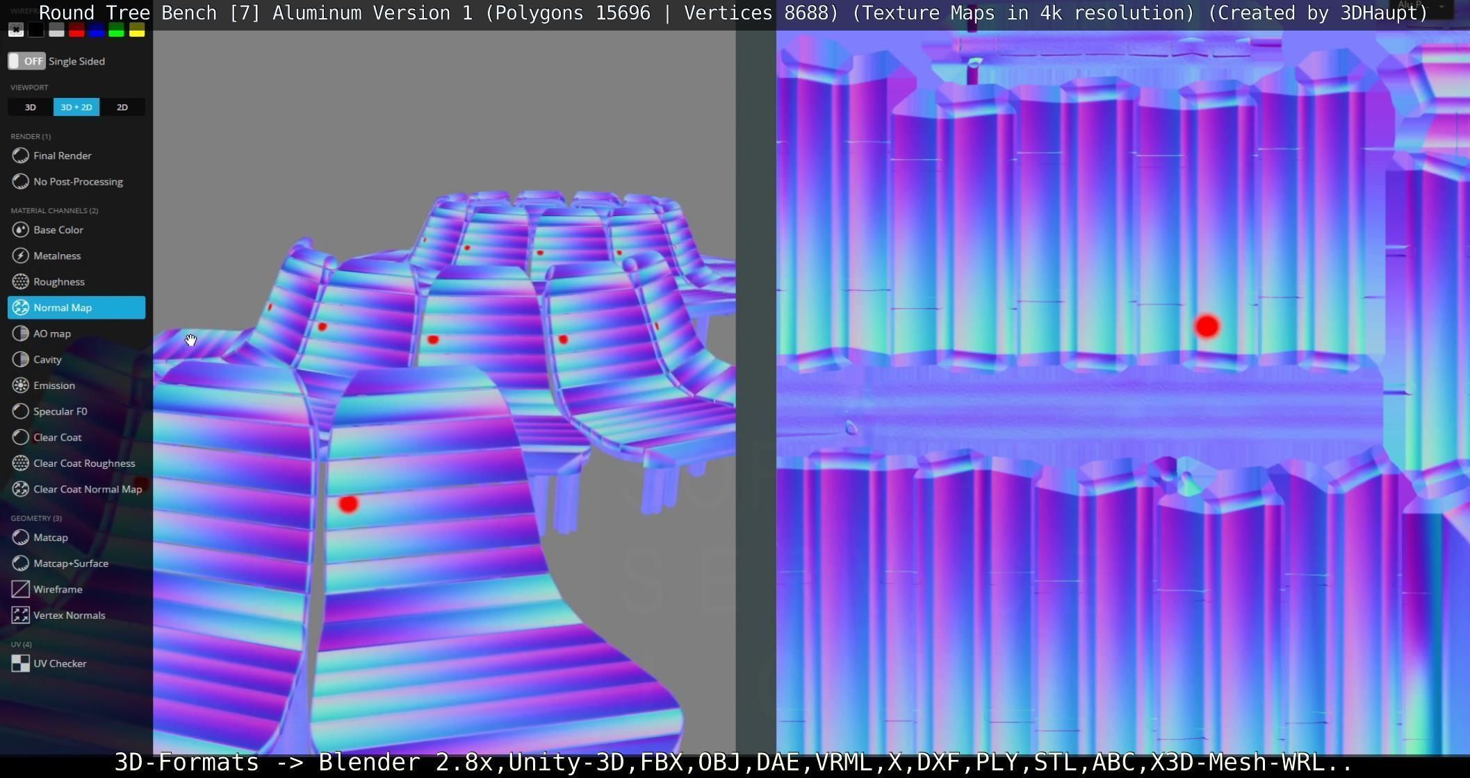  Round Tree Bench - 7 - Aluminum Version 1 Low-poly 3D model_96