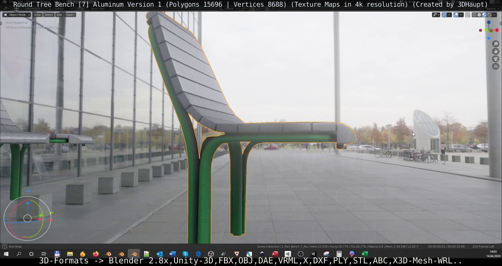  Round Tree Bench - 7 - Aluminum Version 1 Low-poly 3D model_101