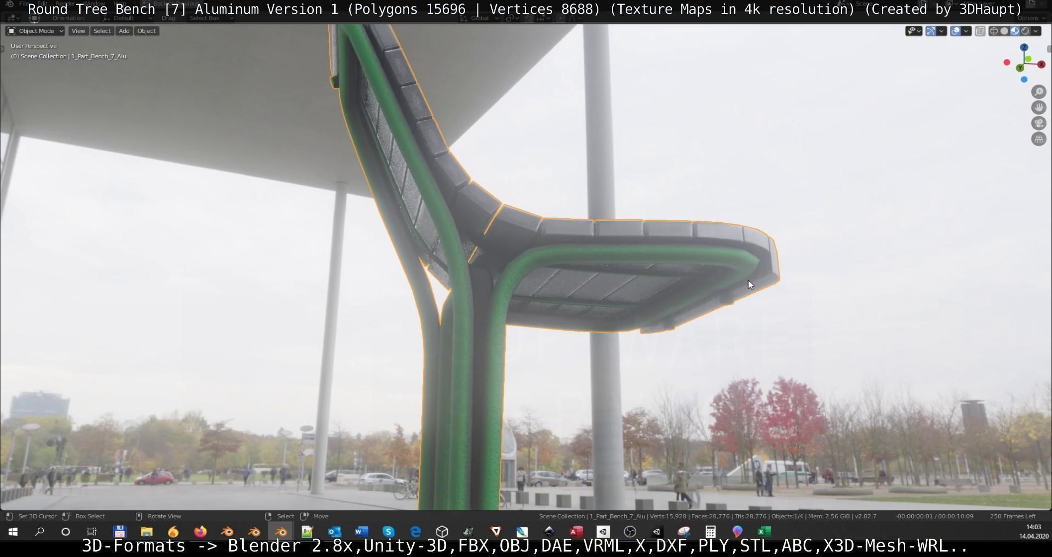  Round Tree Bench - 7 - Aluminum Version 1 Low-poly 3D model_27