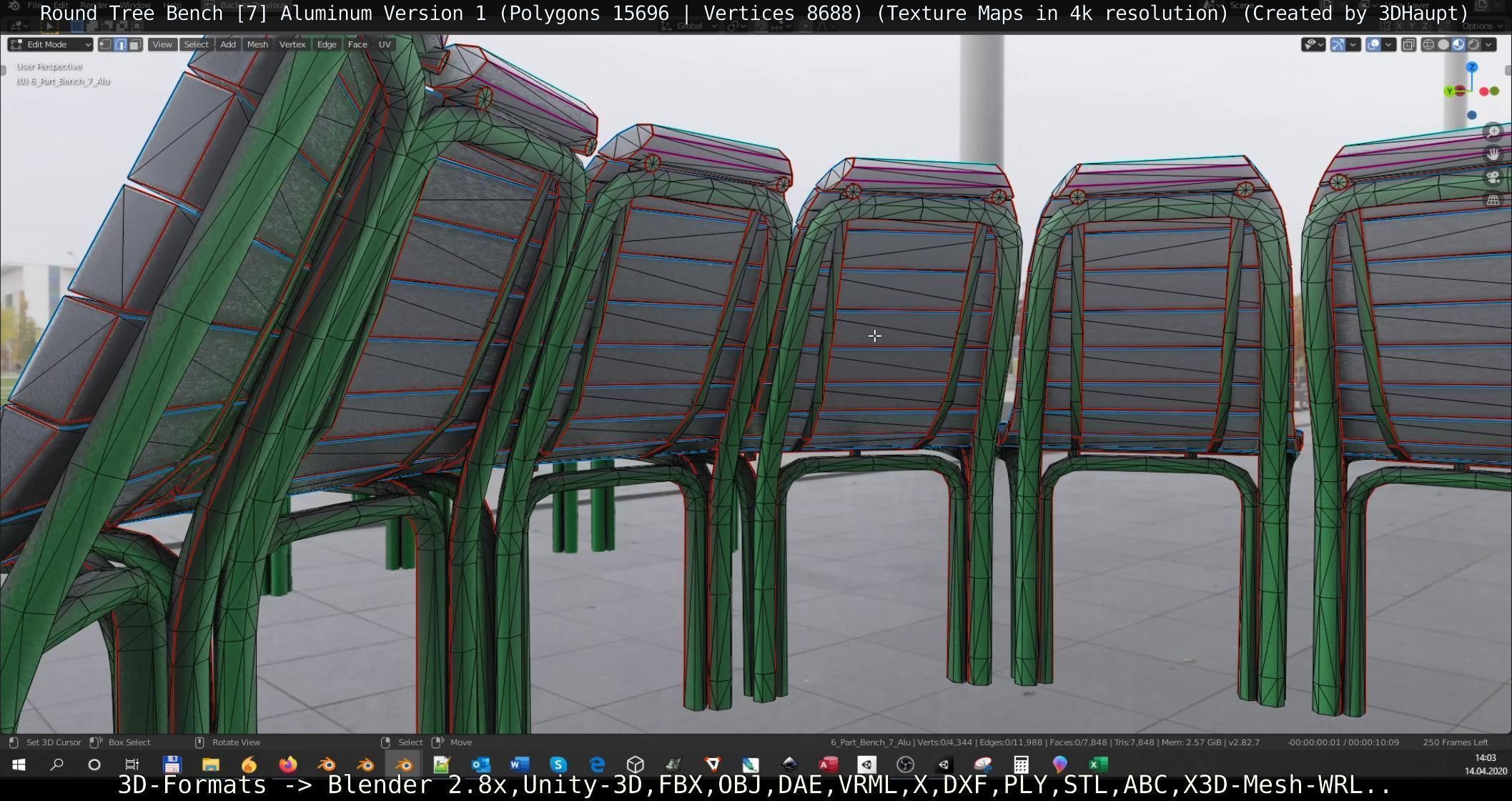  Round Tree Bench - 7 - Aluminum Version 1 Low-poly 3D model_47