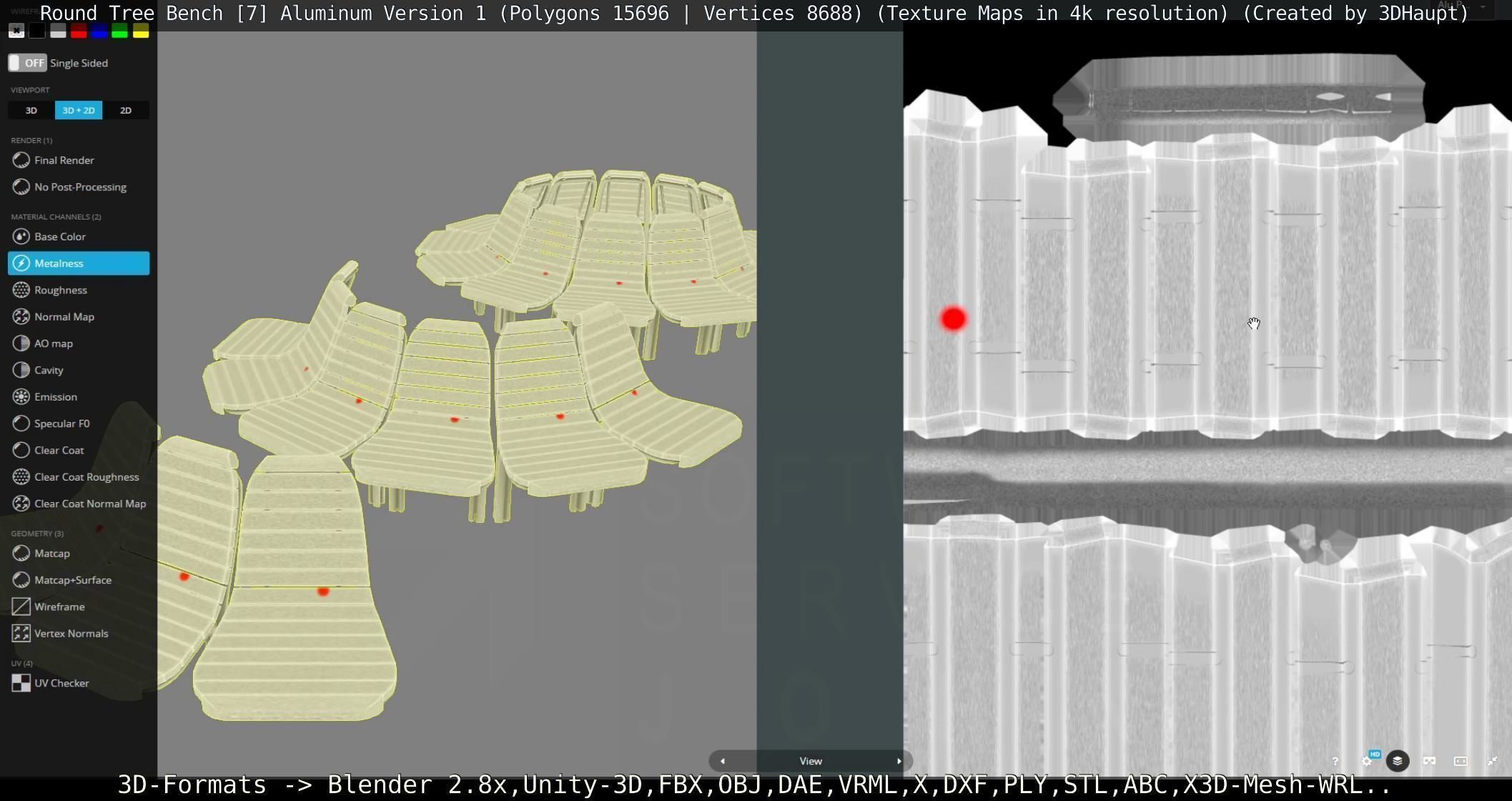  Round Tree Bench - 7 - Aluminum Version 1 Low-poly 3D model_20