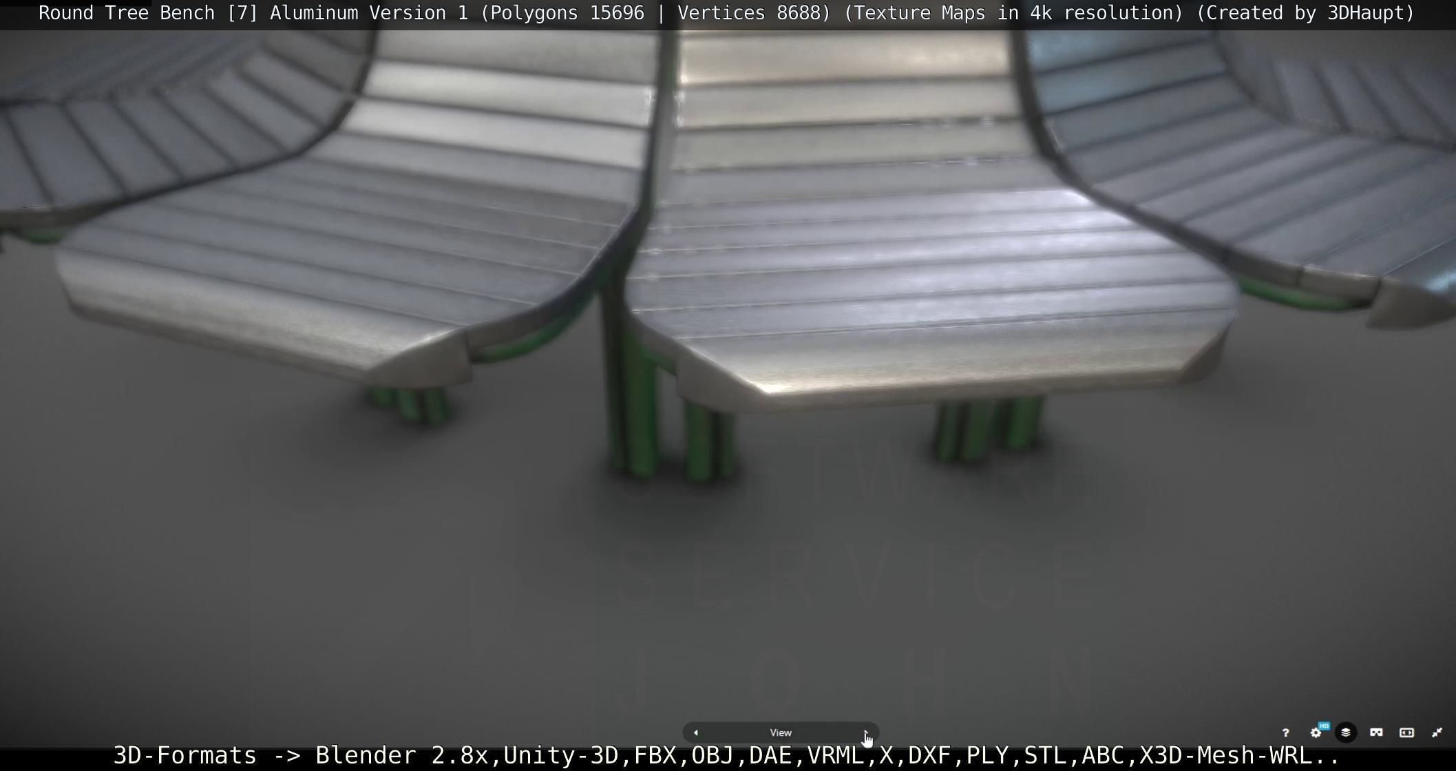  Round Tree Bench - 7 - Aluminum Version 1 Low-poly 3D model_64