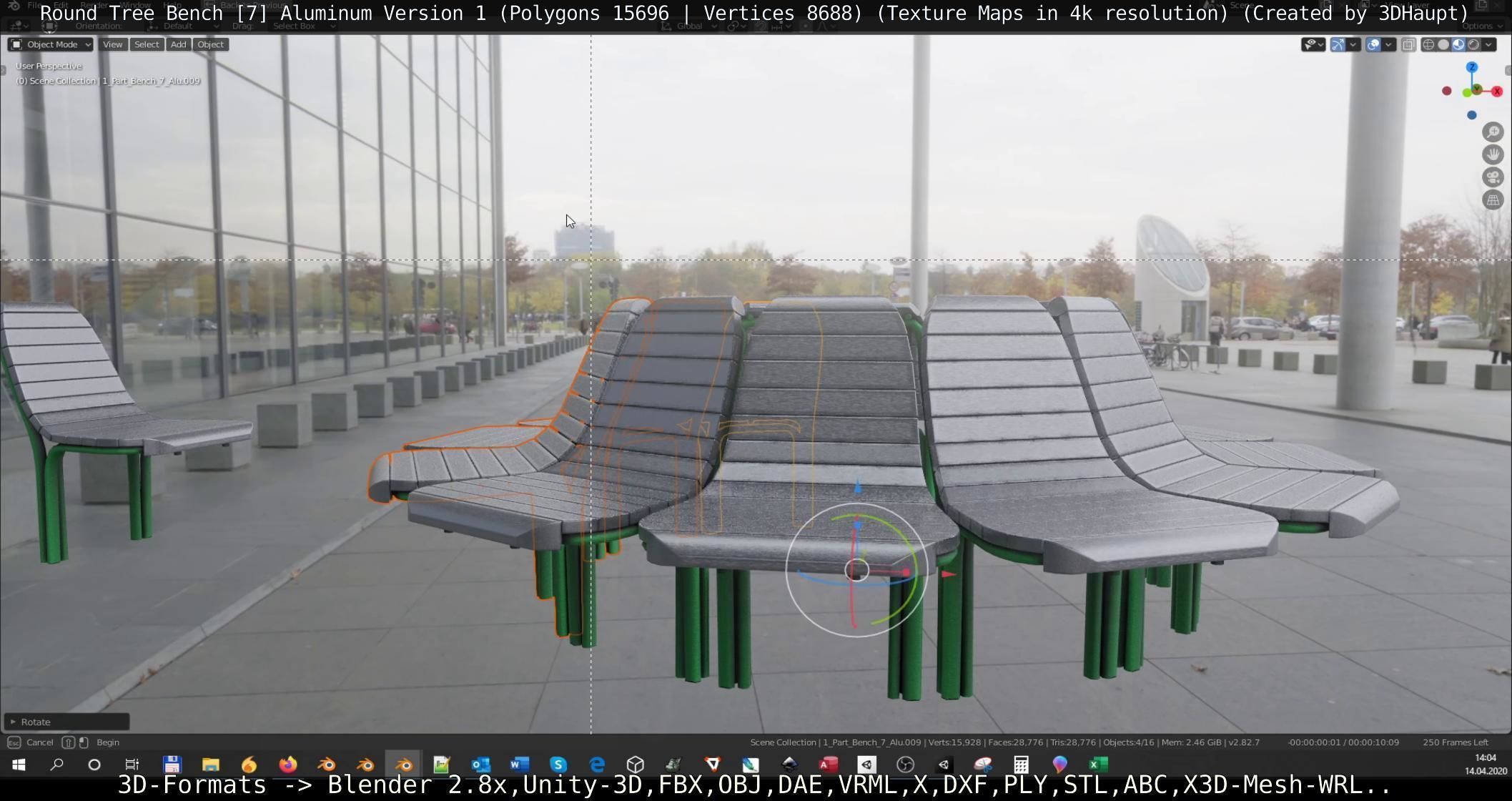  Round Tree Bench - 7 - Aluminum Version 1 Low-poly 3D model_55