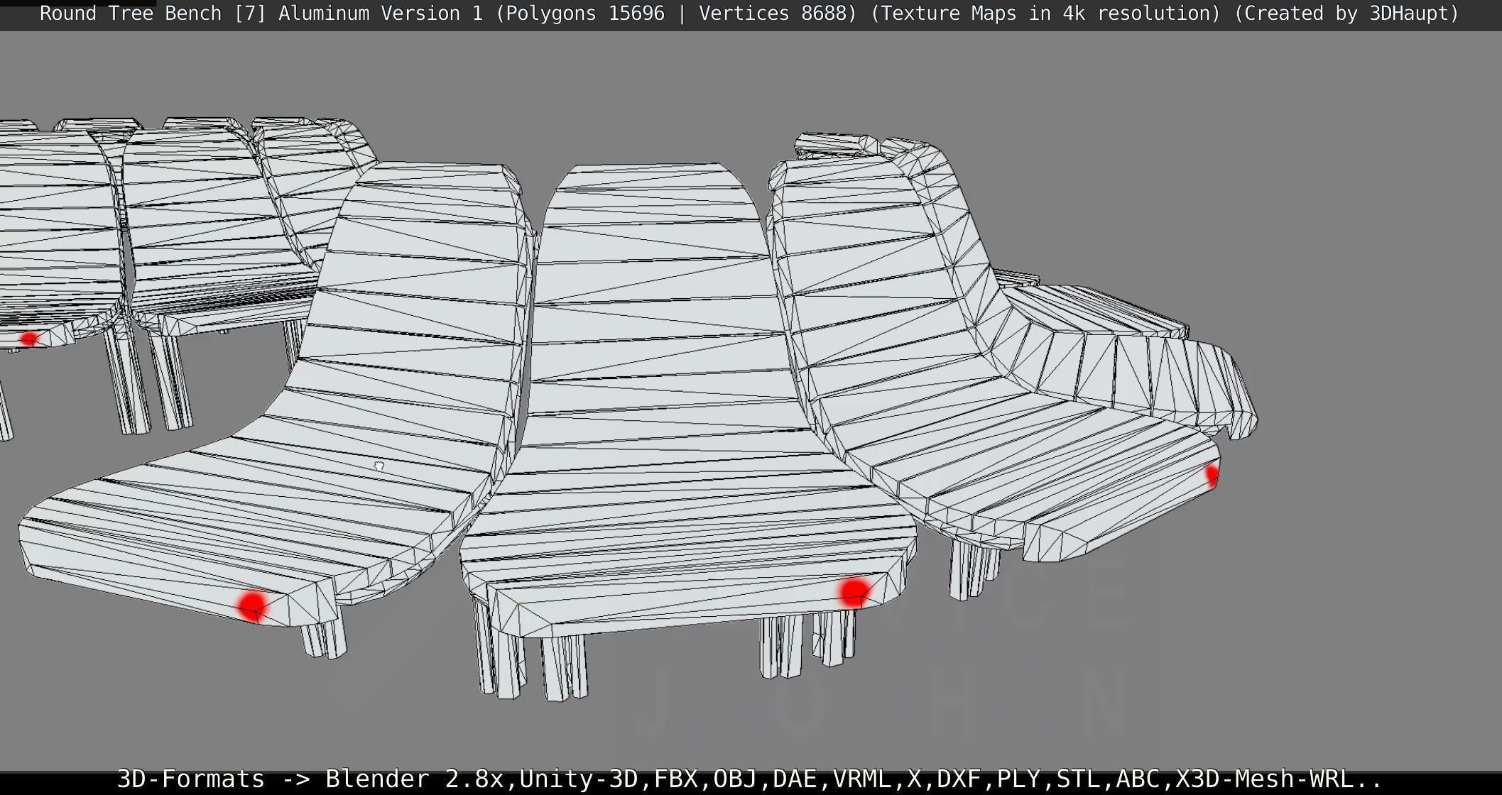  Round Tree Bench - 7 - Aluminum Version 1 Low-poly 3D model_107