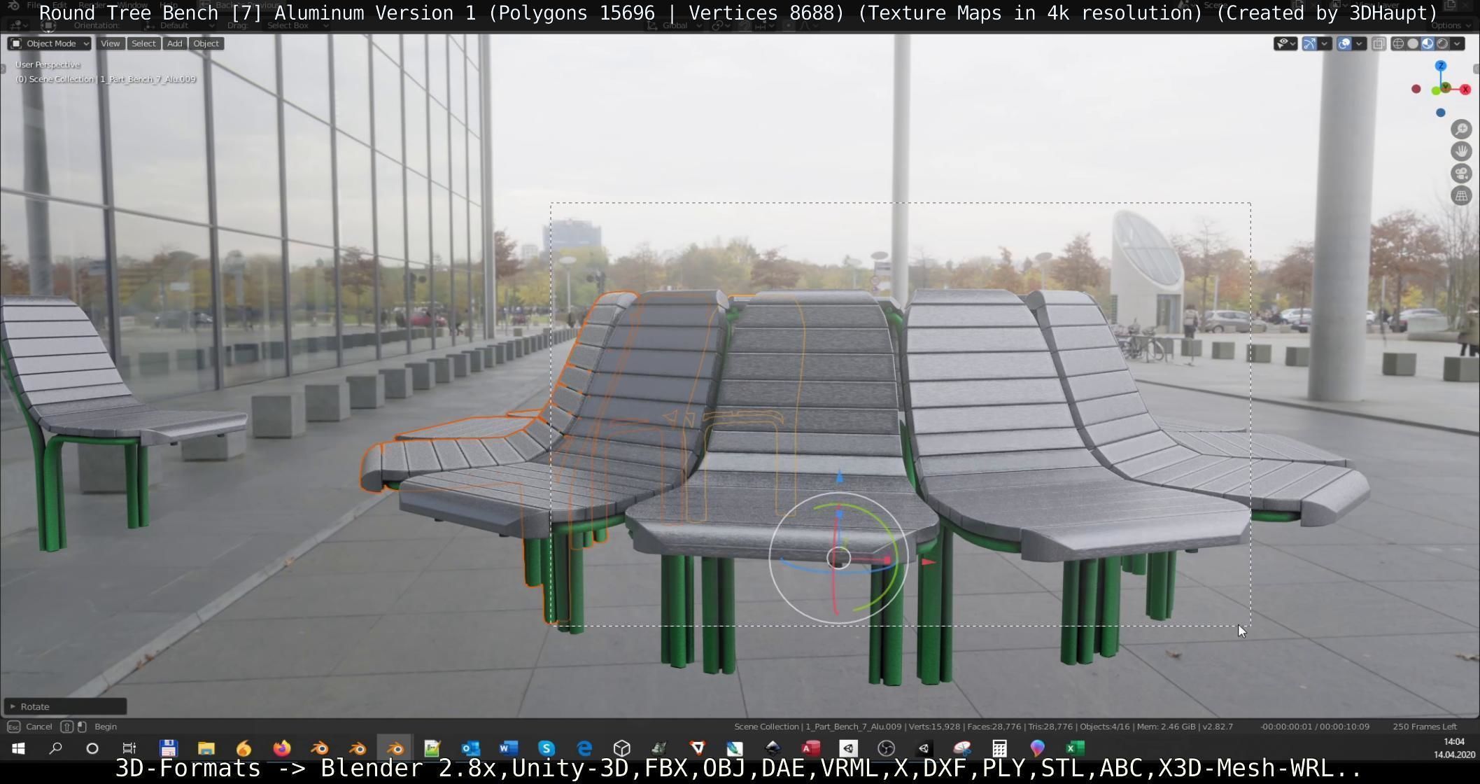  Round Tree Bench - 7 - Aluminum Version 1 Low-poly 3D model_56