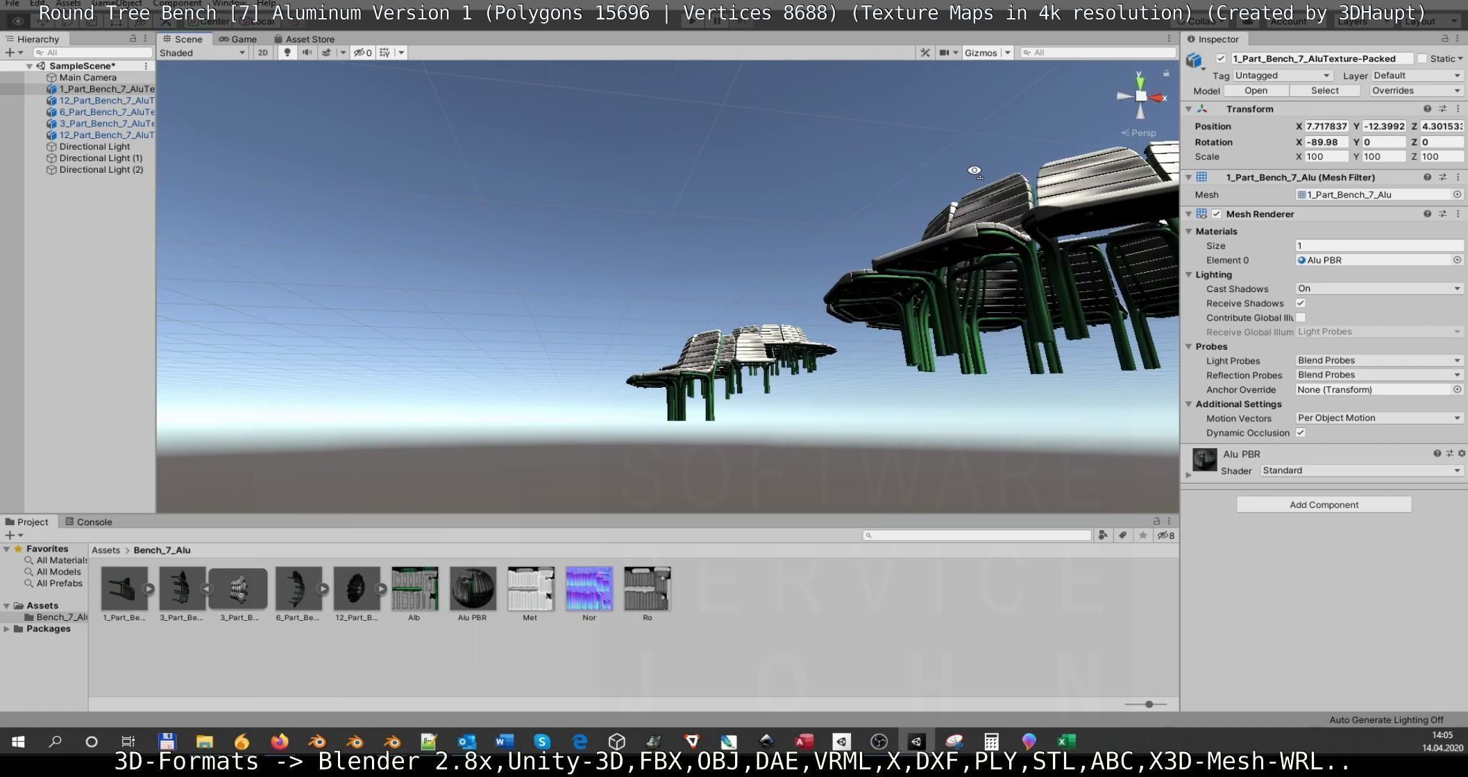  Round Tree Bench - 7 - Aluminum Version 1 Low-poly 3D model_132