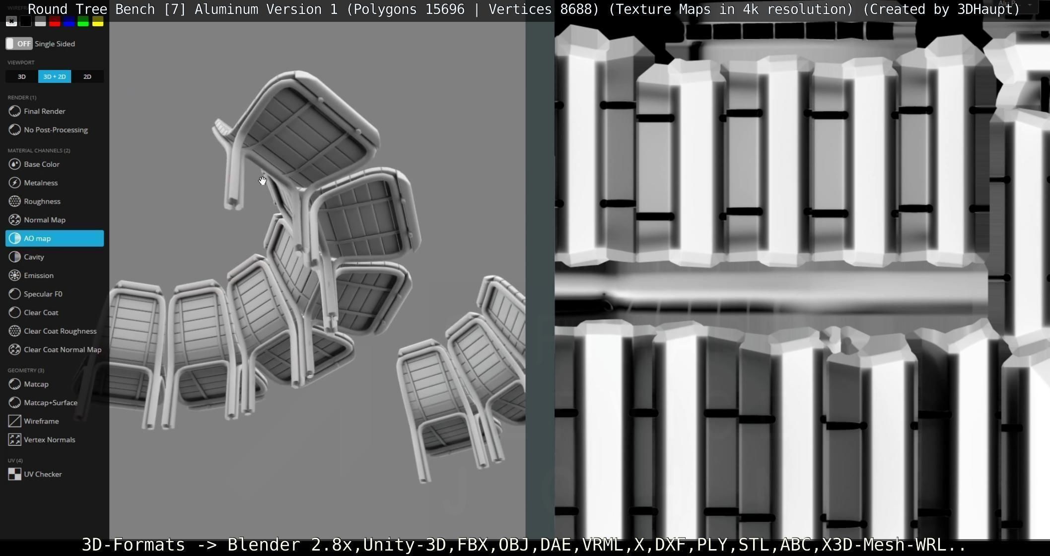  Round Tree Bench - 7 - Aluminum Version 1 Low-poly 3D model_99