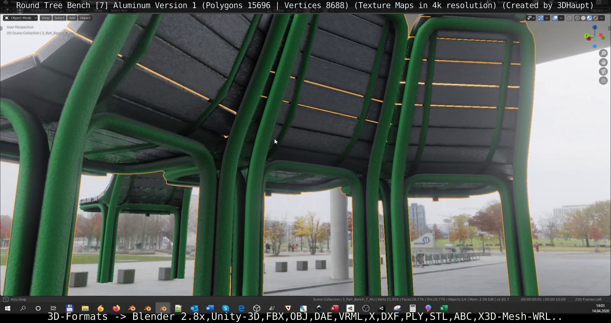  Round Tree Bench - 7 - Aluminum Version 1 Low-poly 3D model_29