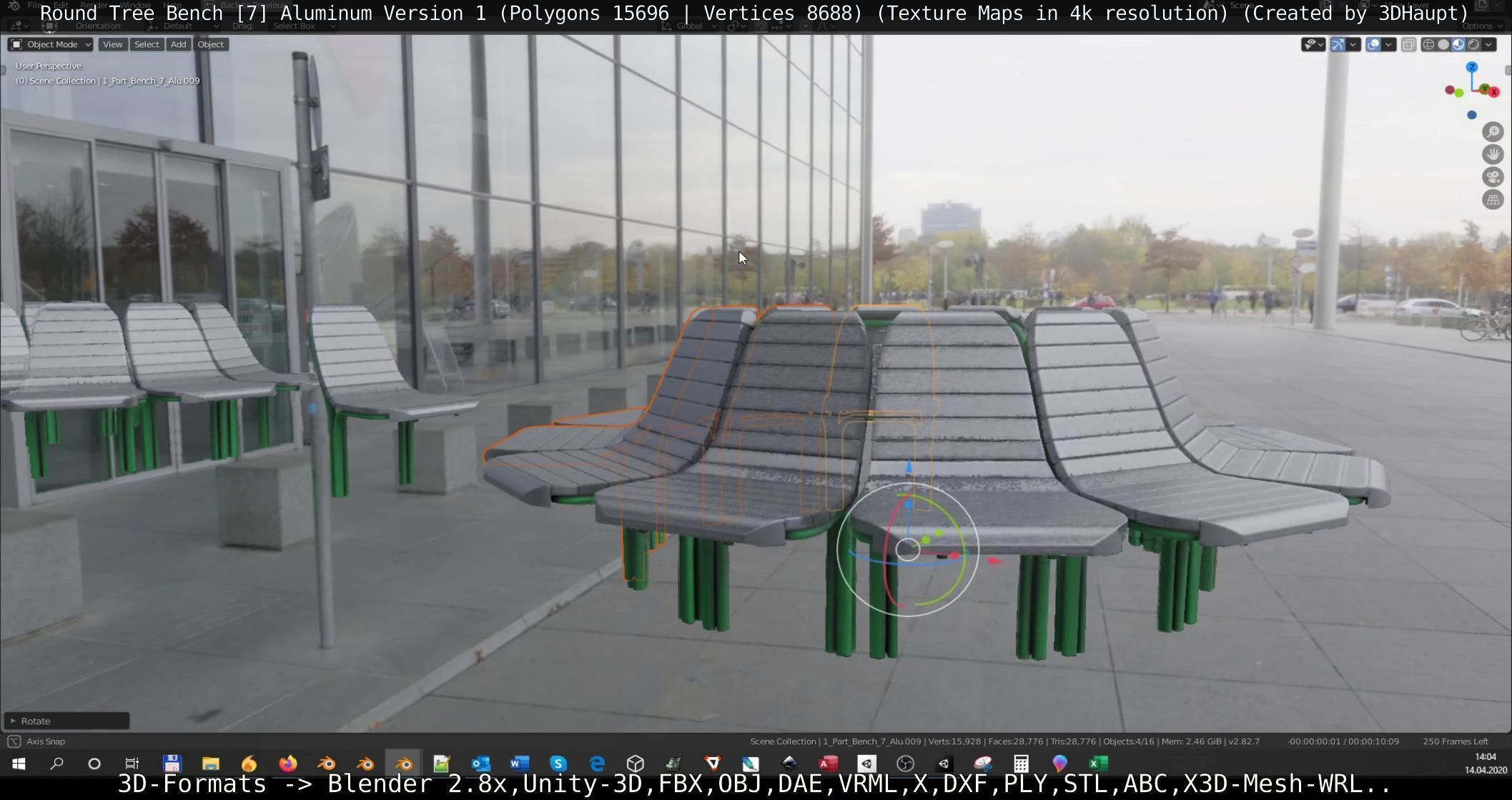  Round Tree Bench - 7 - Aluminum Version 1 Low-poly 3D model_12