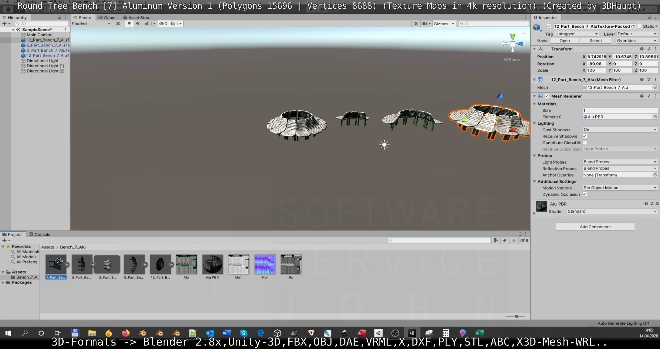  Round Tree Bench - 7 - Aluminum Version 1 Low-poly 3D model_122