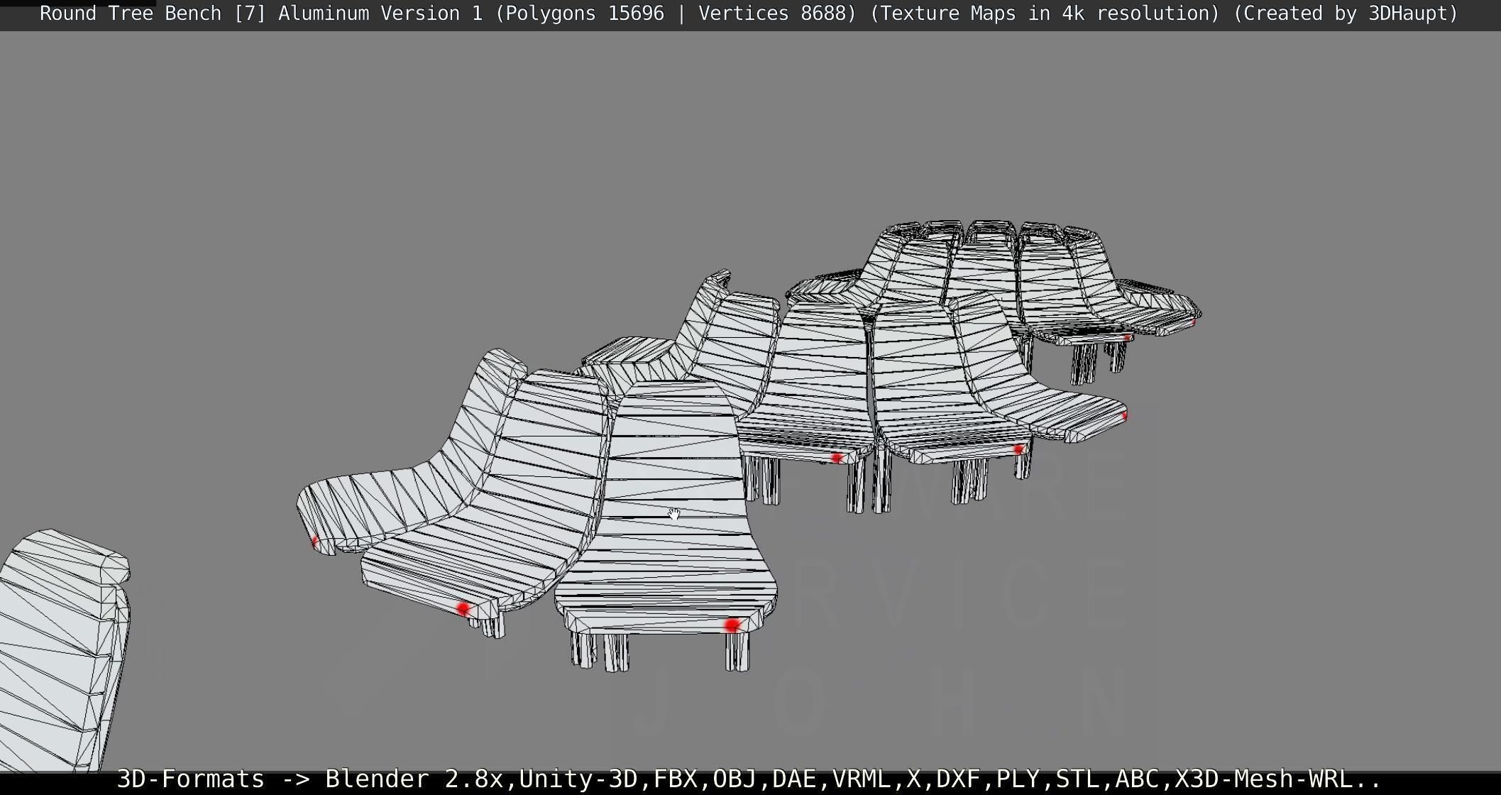  Round Tree Bench - 7 - Aluminum Version 1 Low-poly 3D model_110