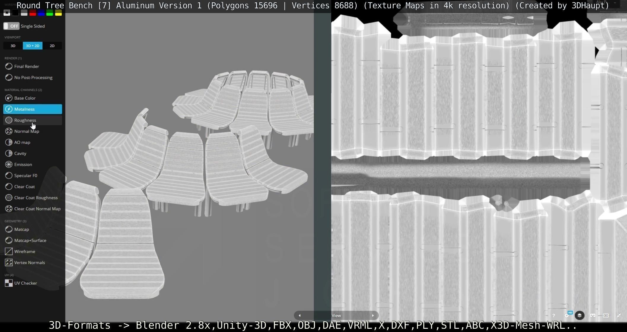  Round Tree Bench - 7 - Aluminum Version 1 Low-poly 3D model_91