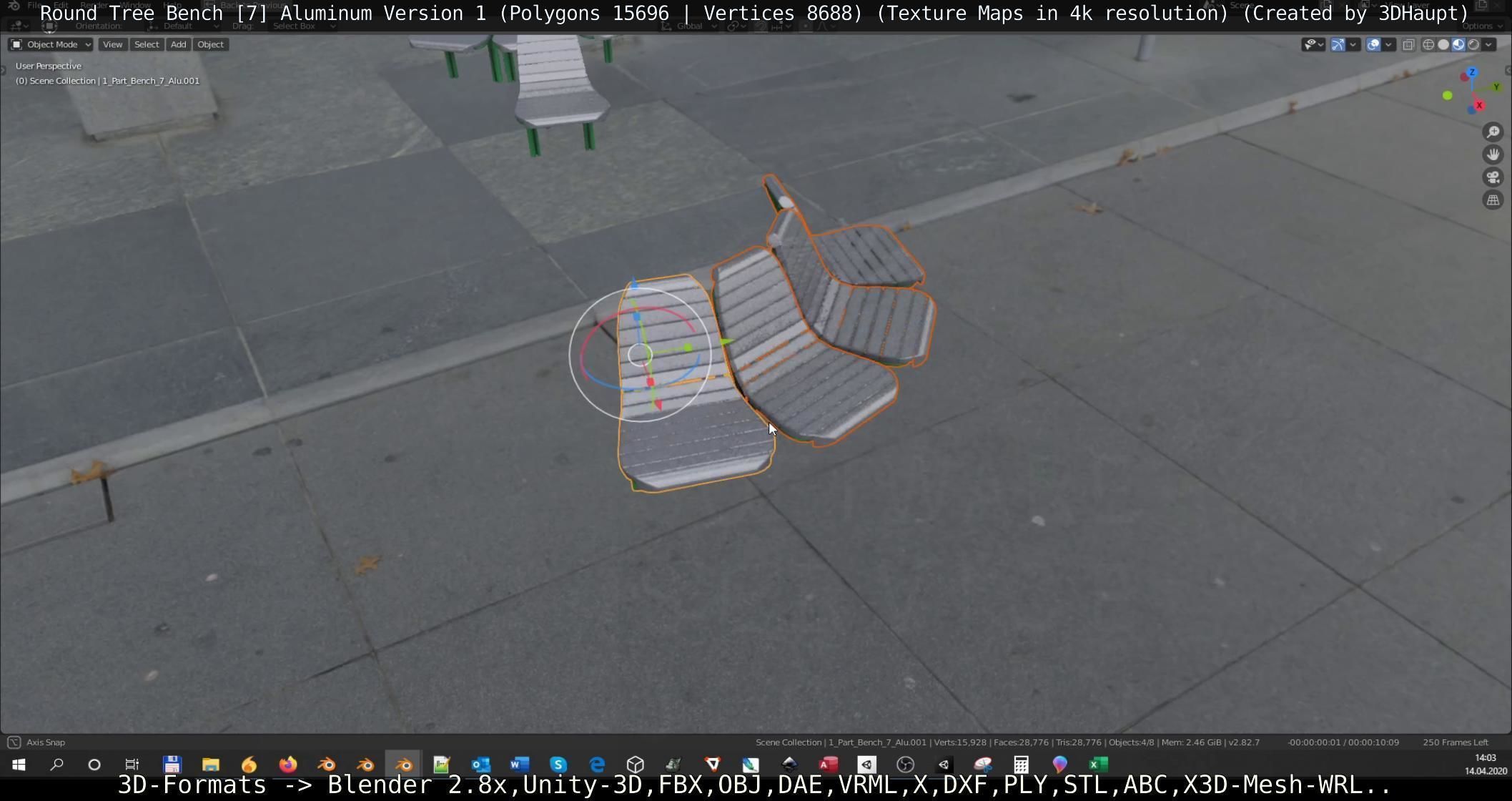  Round Tree Bench - 7 - Aluminum Version 1 Low-poly 3D model_8