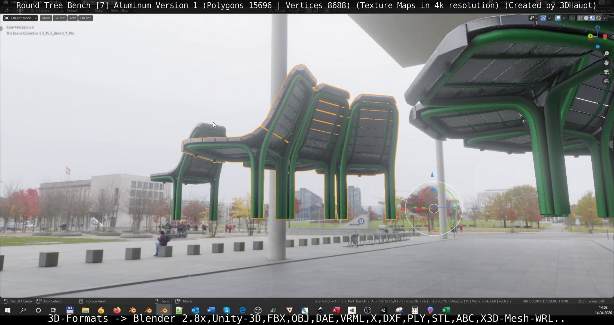  Round Tree Bench - 7 - Aluminum Version 1 Low-poly 3D model_42