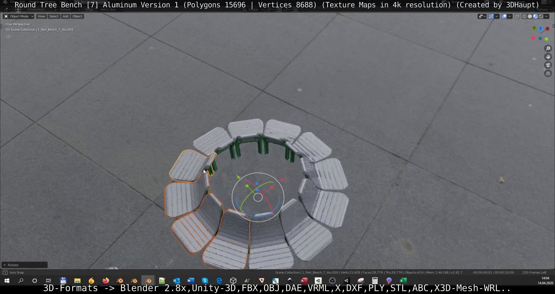  Round Tree Bench - 7 - Aluminum Version 1 Low-poly 3D model_54