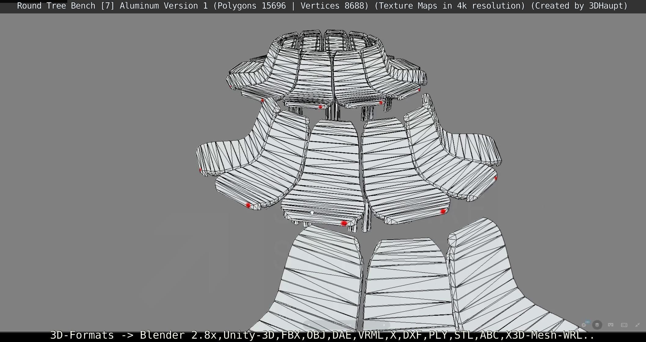  Round Tree Bench - 7 - Aluminum Version 1 Low-poly 3D model_104