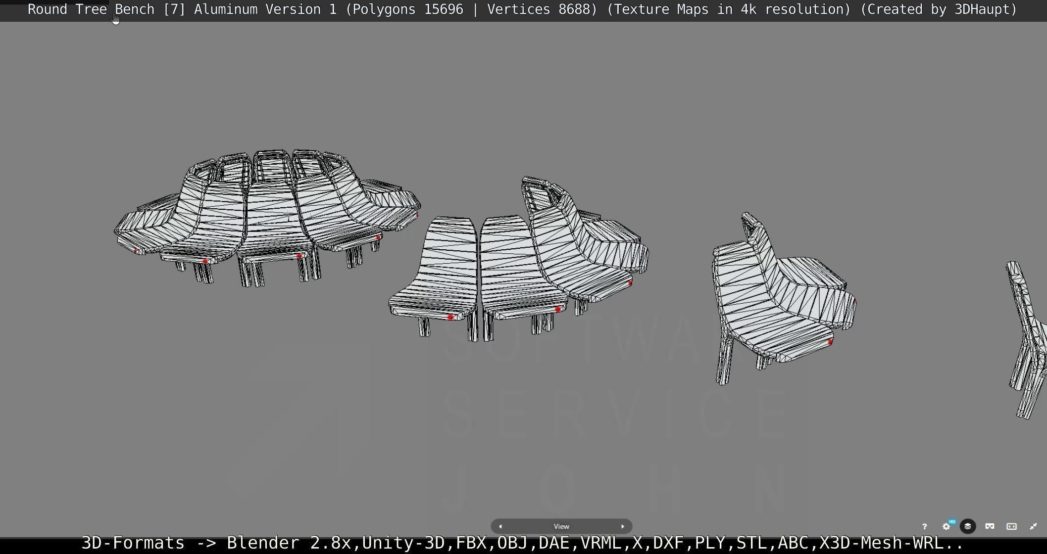  Round Tree Bench - 7 - Aluminum Version 1 Low-poly 3D model_103