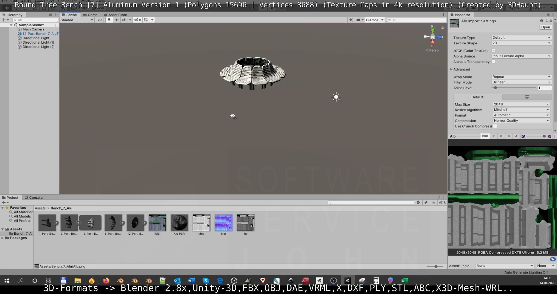  Round Tree Bench - 7 - Aluminum Version 1 Low-poly 3D model_120