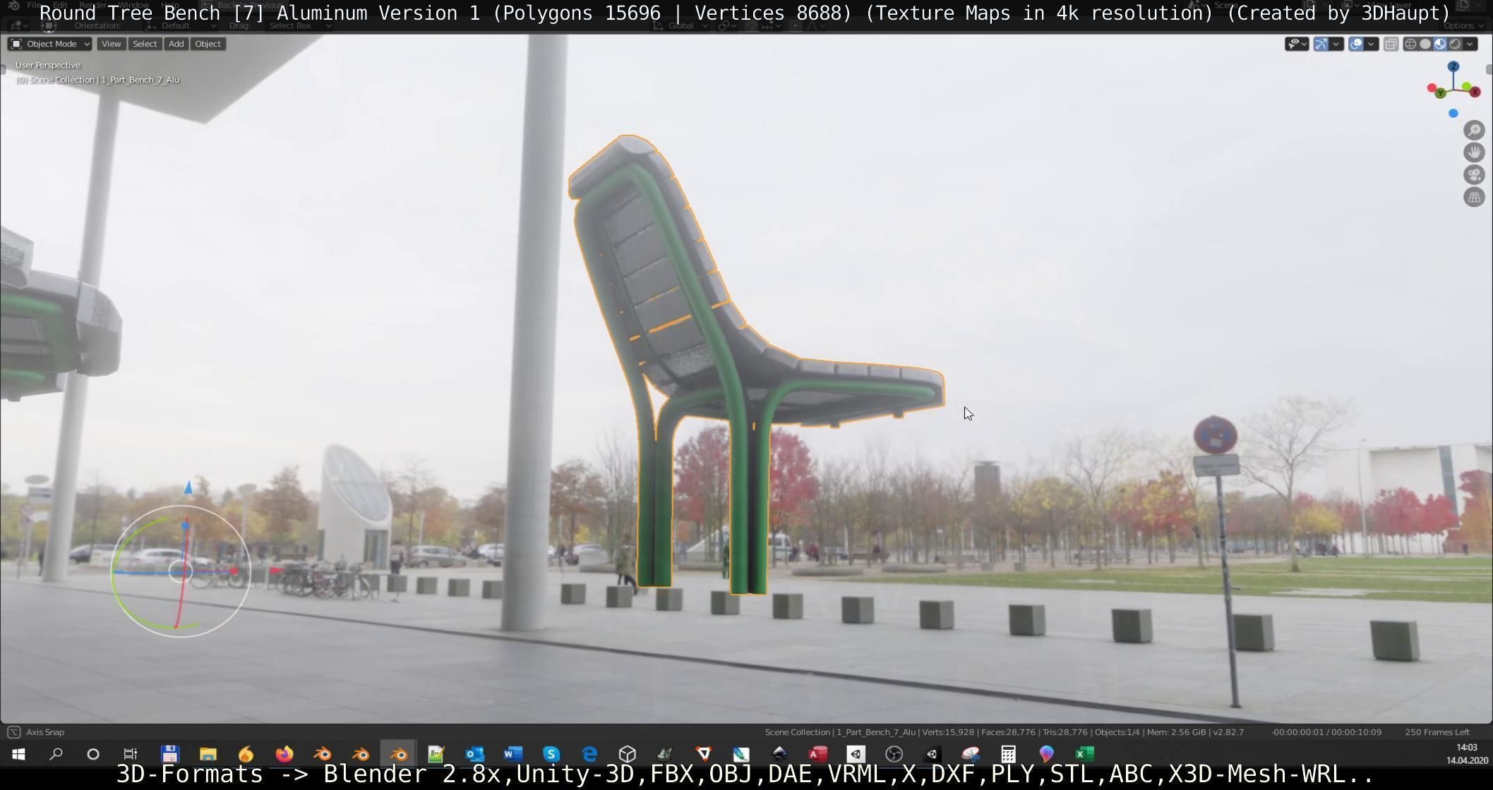  Round Tree Bench - 7 - Aluminum Version 1 Low-poly 3D model_112