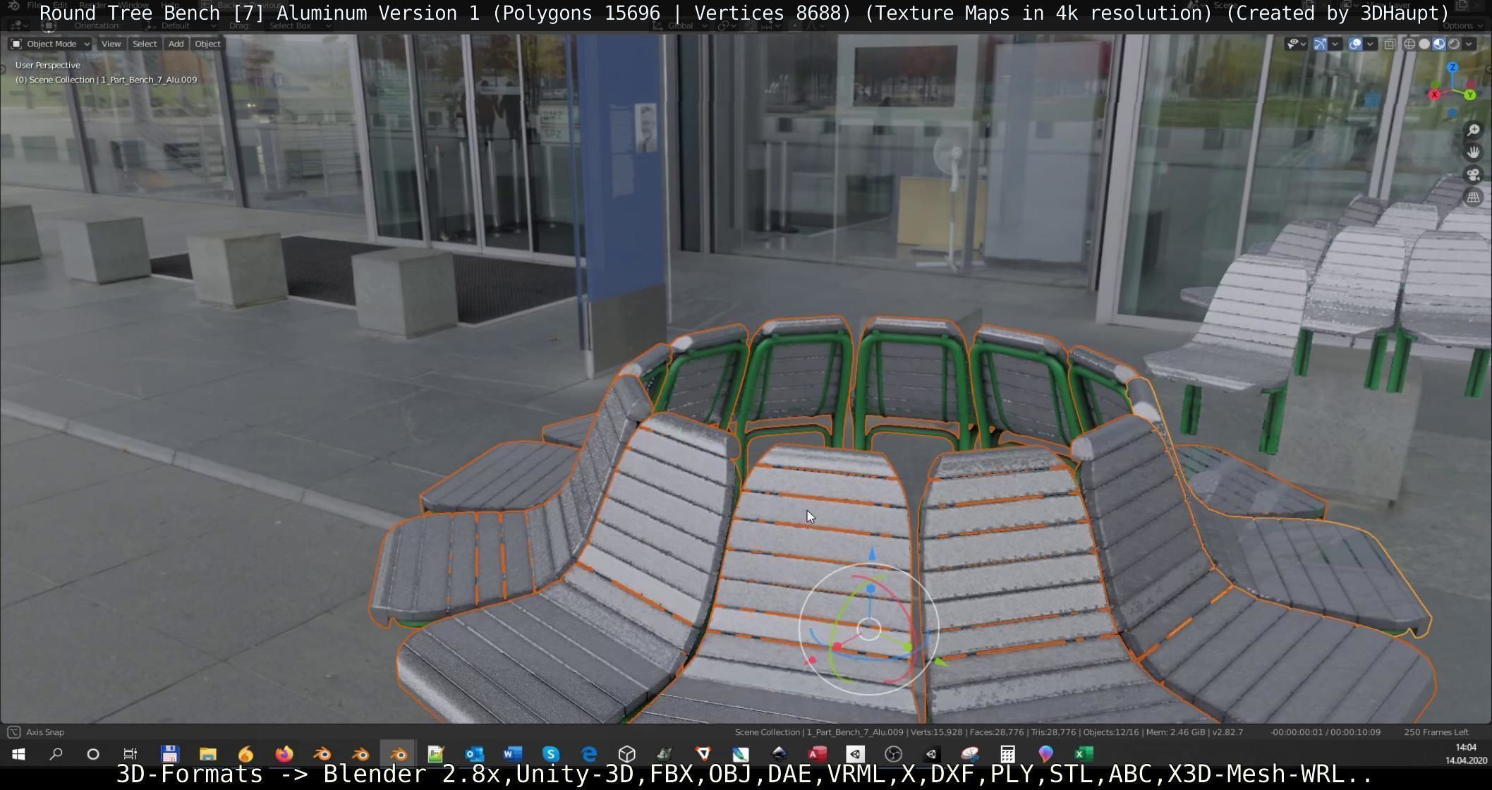  Round Tree Bench - 7 - Aluminum Version 1 Low-poly 3D model_58