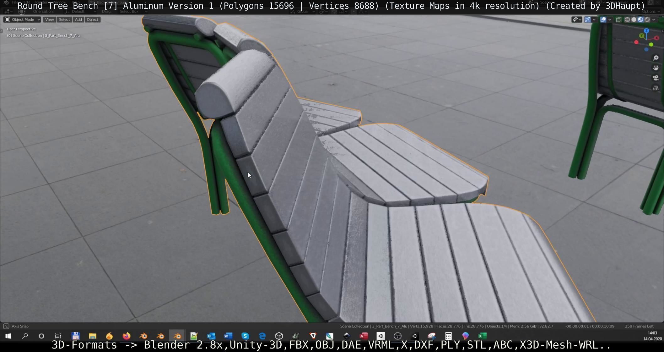  Round Tree Bench - 7 - Aluminum Version 1 Low-poly 3D model_31