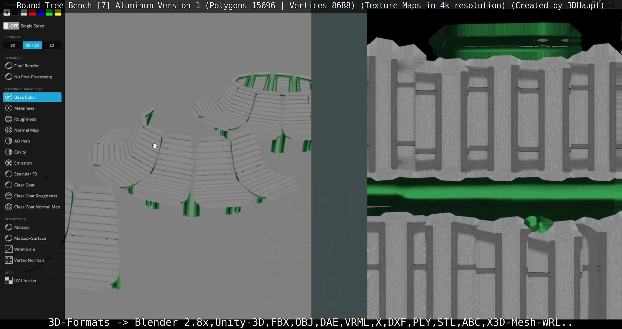  Round Tree Bench - 7 - Aluminum Version 1 Low-poly 3D model_86