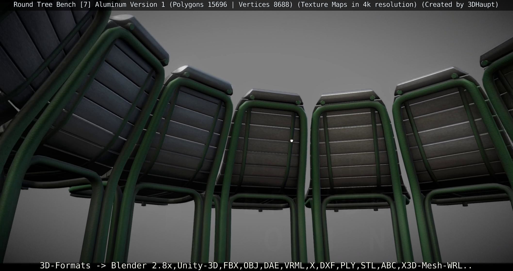  Round Tree Bench - 7 - Aluminum Version 1 Low-poly 3D model_18