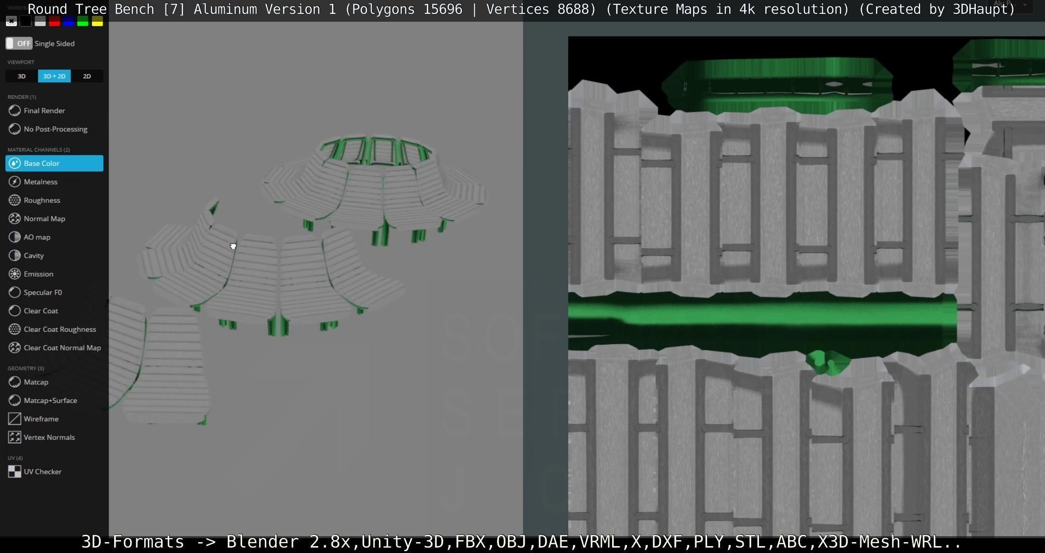  Round Tree Bench - 7 - Aluminum Version 1 Low-poly 3D model_85