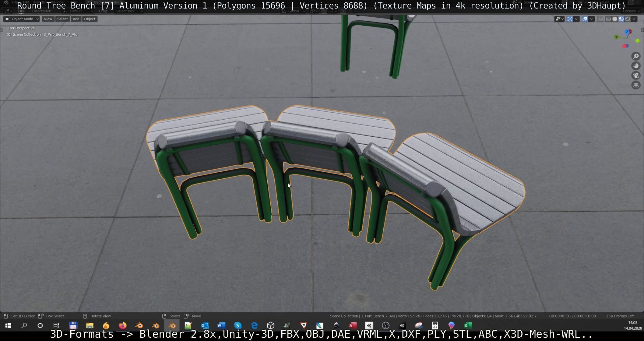  Round Tree Bench - 7 - Aluminum Version 1 Low-poly 3D model_43