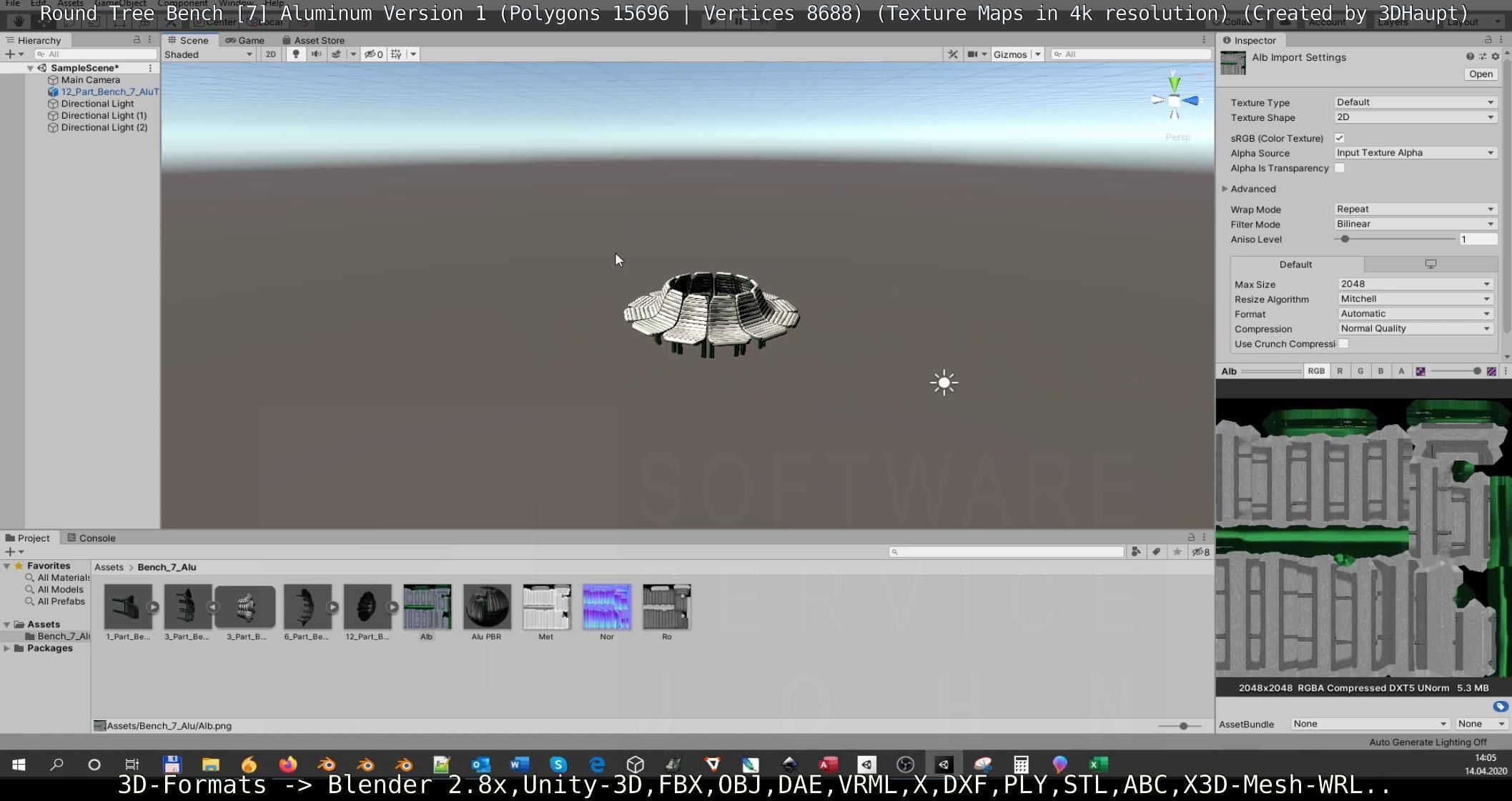  Round Tree Bench - 7 - Aluminum Version 1 Low-poly 3D model_119