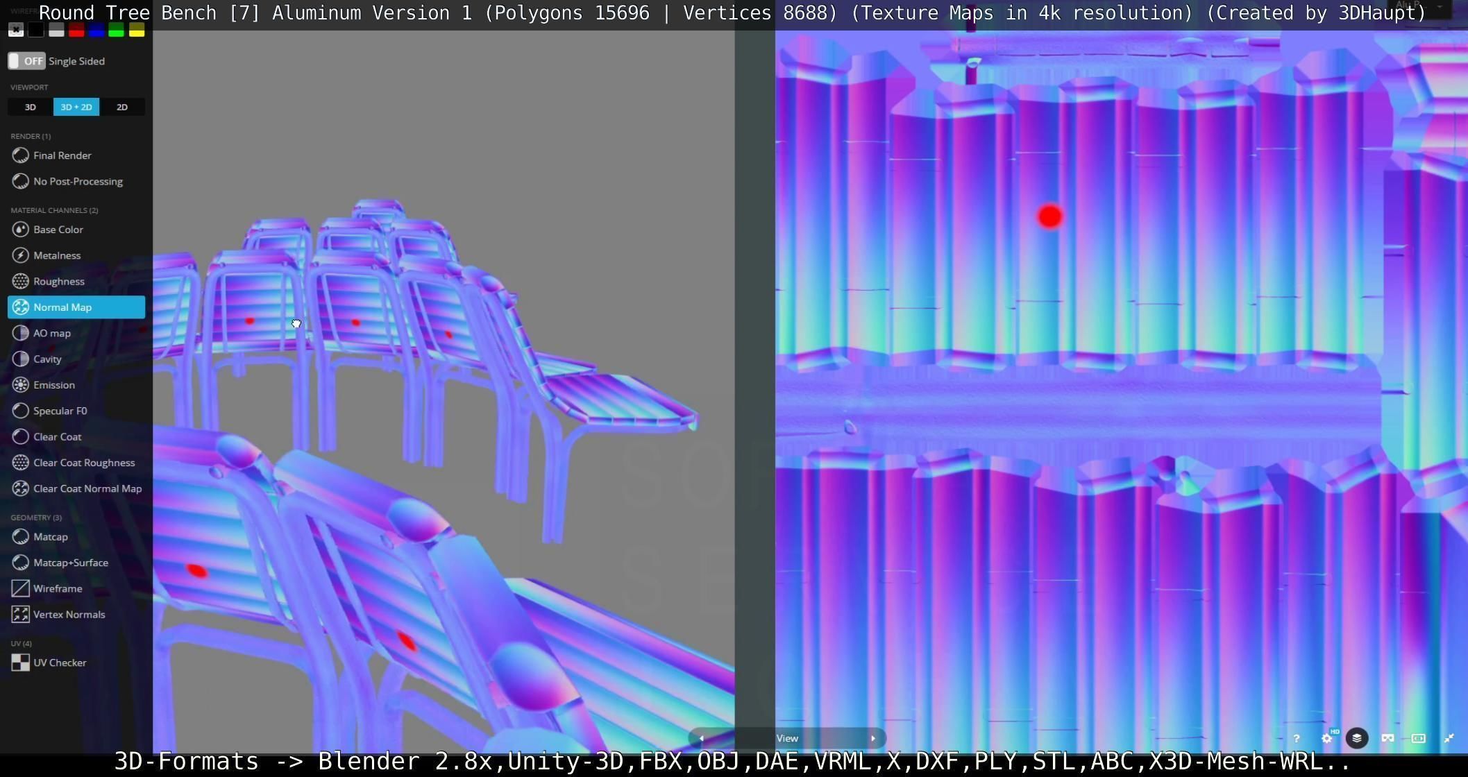  Round Tree Bench - 7 - Aluminum Version 1 Low-poly 3D model_95