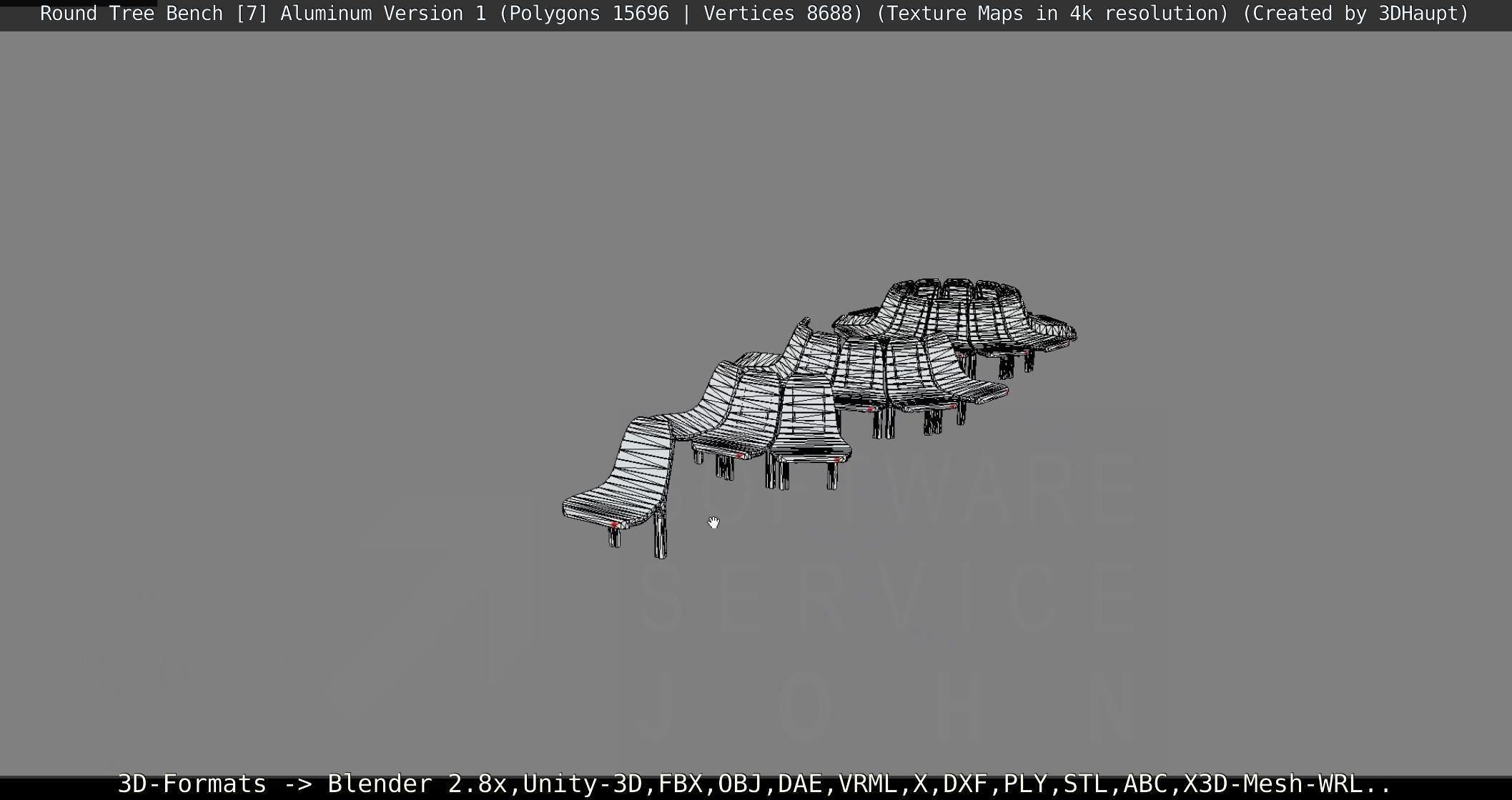  Round Tree Bench - 7 - Aluminum Version 1 Low-poly 3D model_111