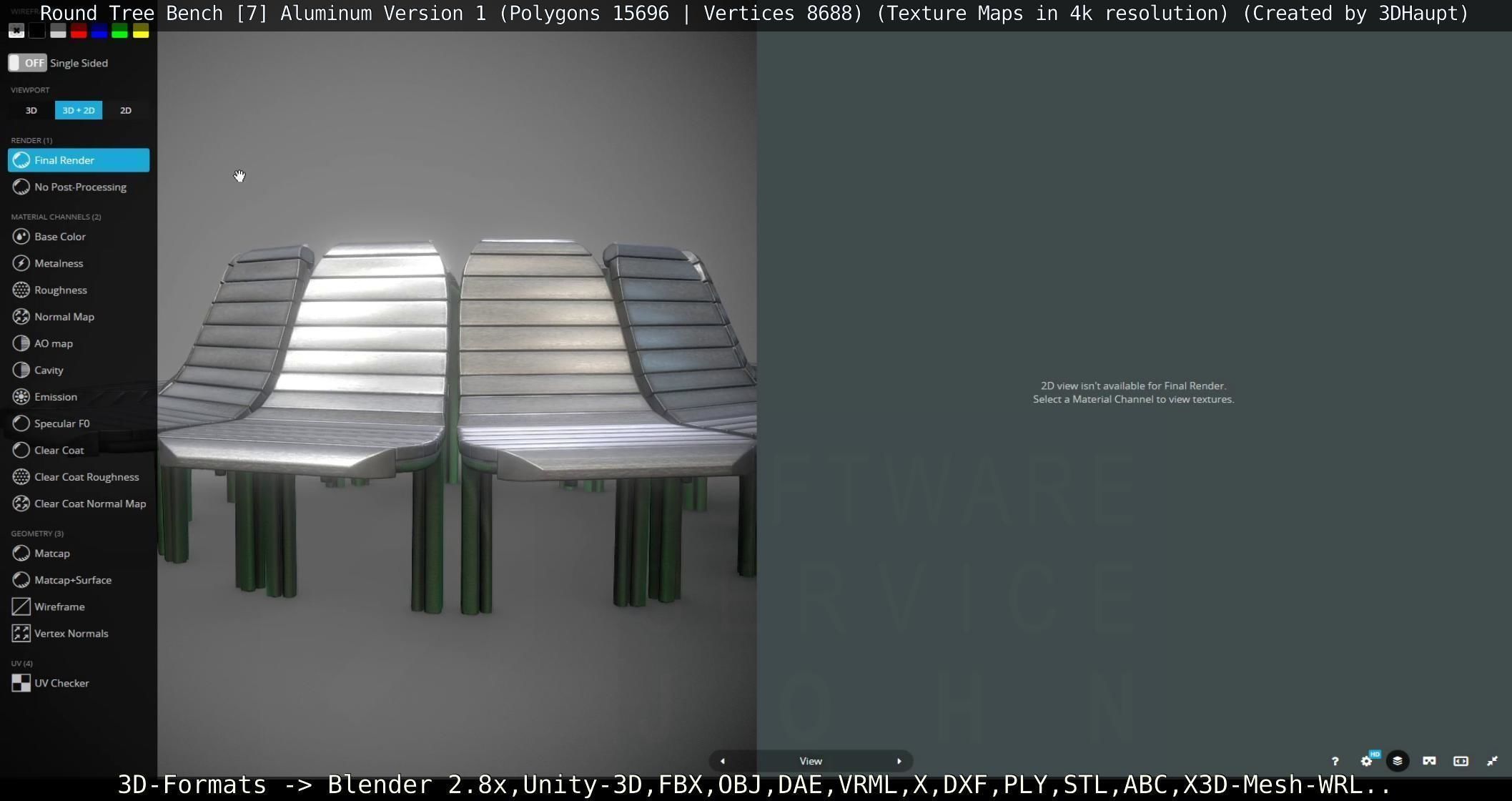  Round Tree Bench - 7 - Aluminum Version 1 Low-poly 3D model_81