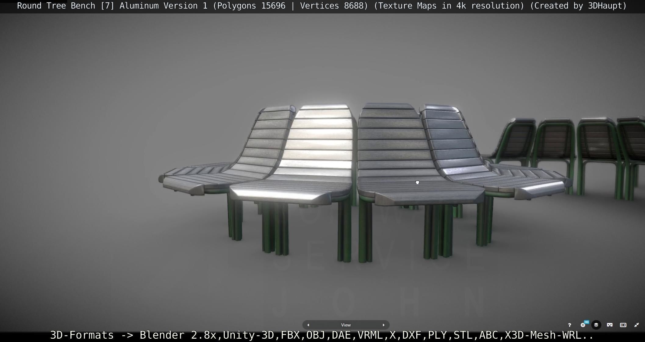  Round Tree Bench - 7 - Aluminum Version 1 Low-poly 3D model_72