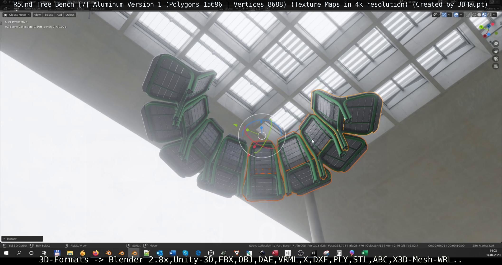  Round Tree Bench - 7 - Aluminum Version 1 Low-poly 3D model_52