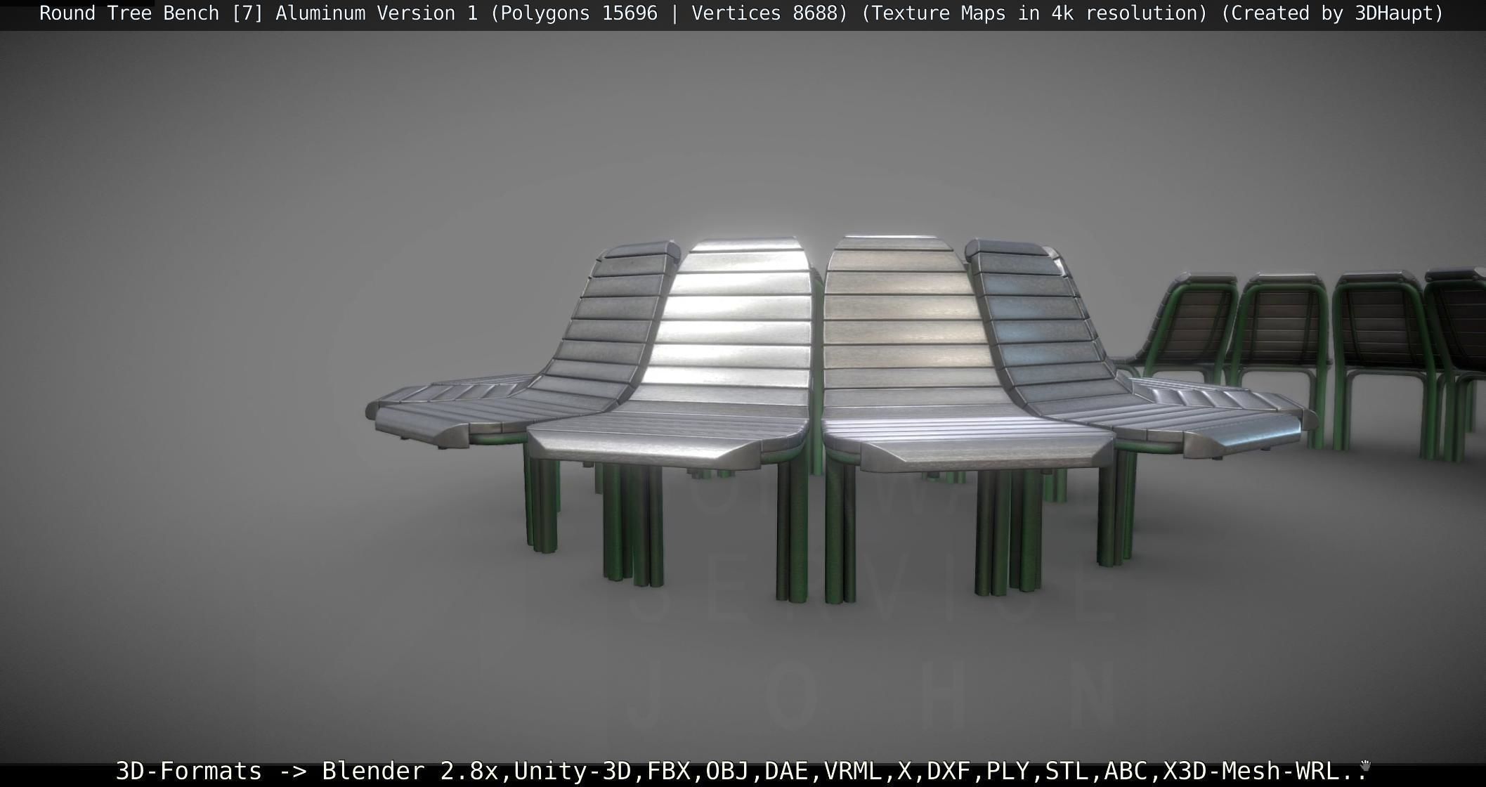  Round Tree Bench - 7 - Aluminum Version 1 Low-poly 3D model_74