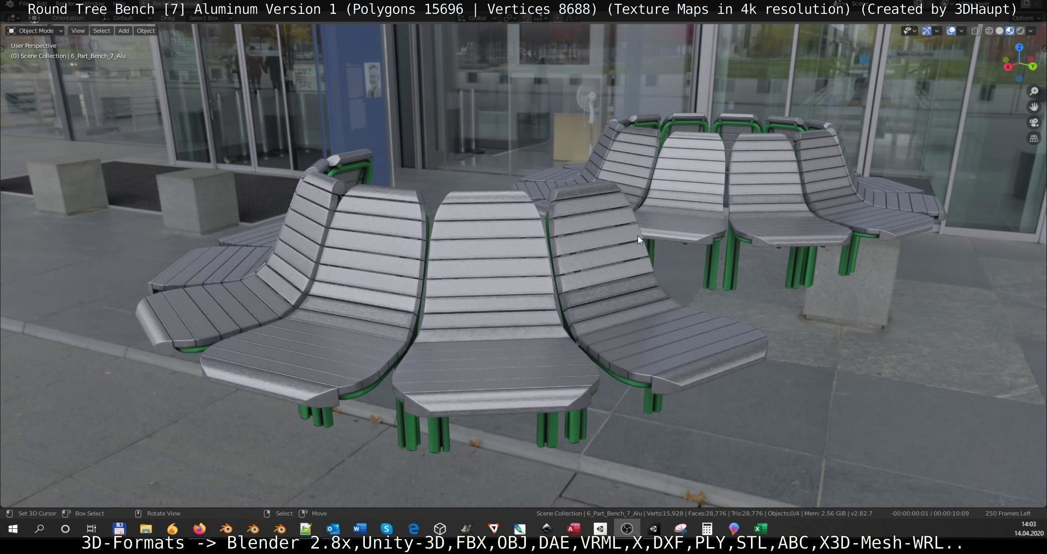  Round Tree Bench - 7 - Aluminum Version 1 Low-poly 3D model_24