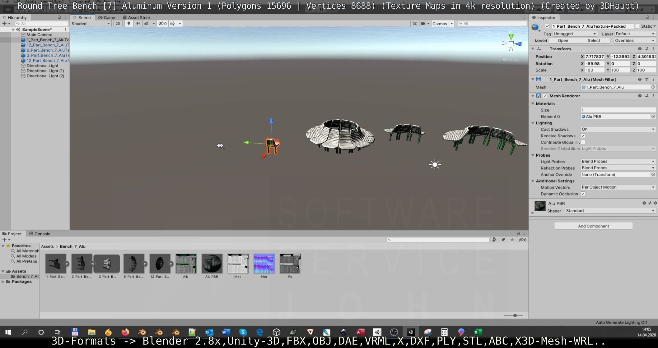  Round Tree Bench - 7 - Aluminum Version 1 Low-poly 3D model_126