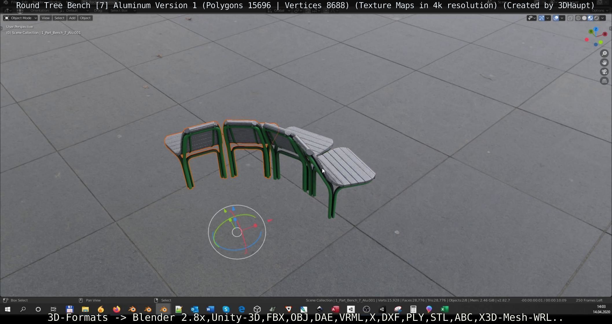  Round Tree Bench - 7 - Aluminum Version 1 Low-poly 3D model_7