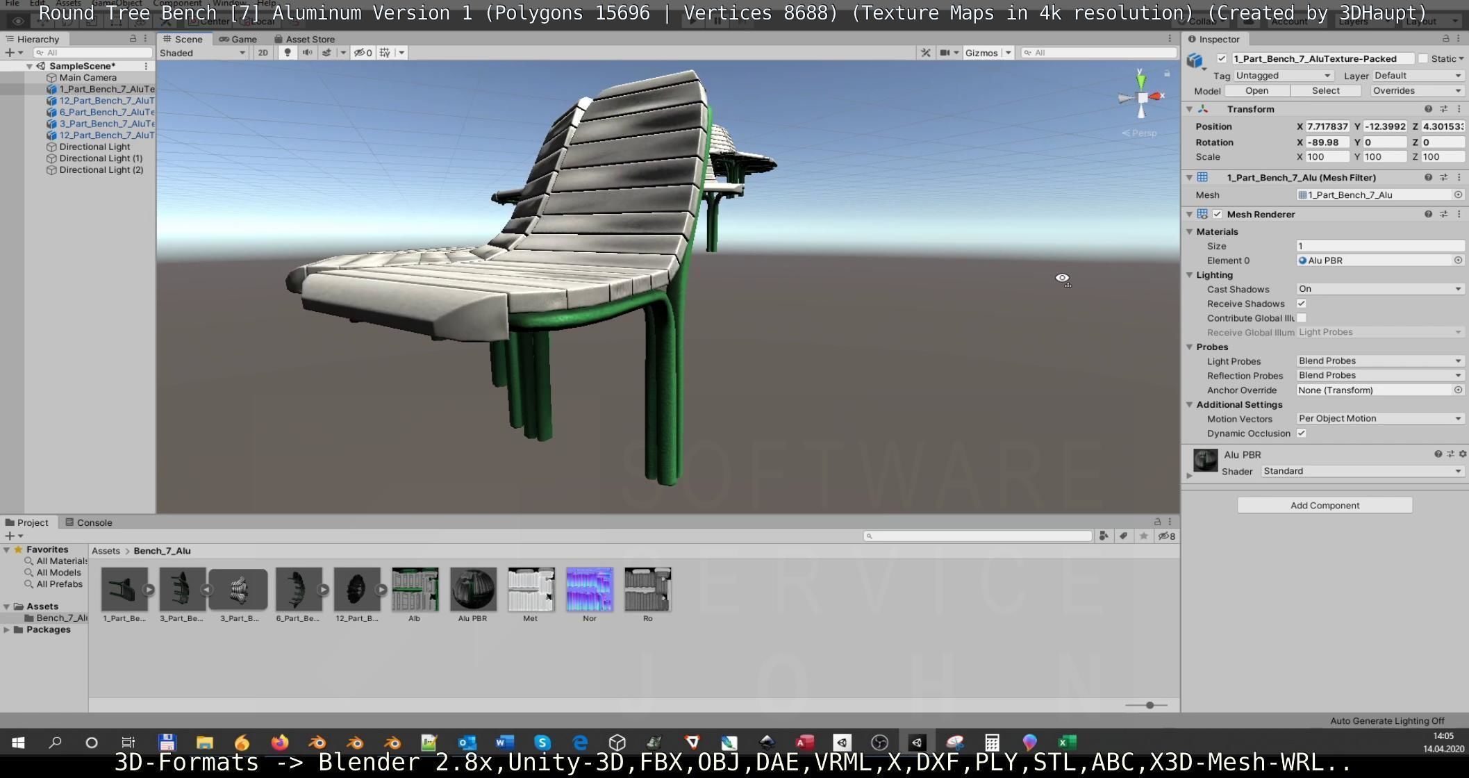  Round Tree Bench - 7 - Aluminum Version 1 Low-poly 3D model_133